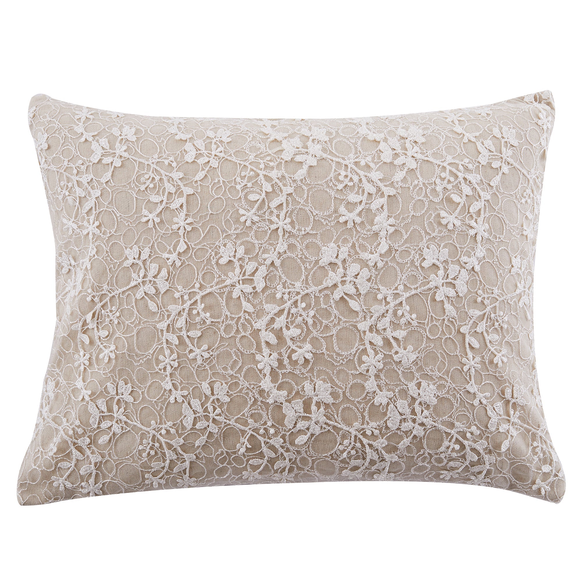 Sanira Taupe Lace Overlay Pillow