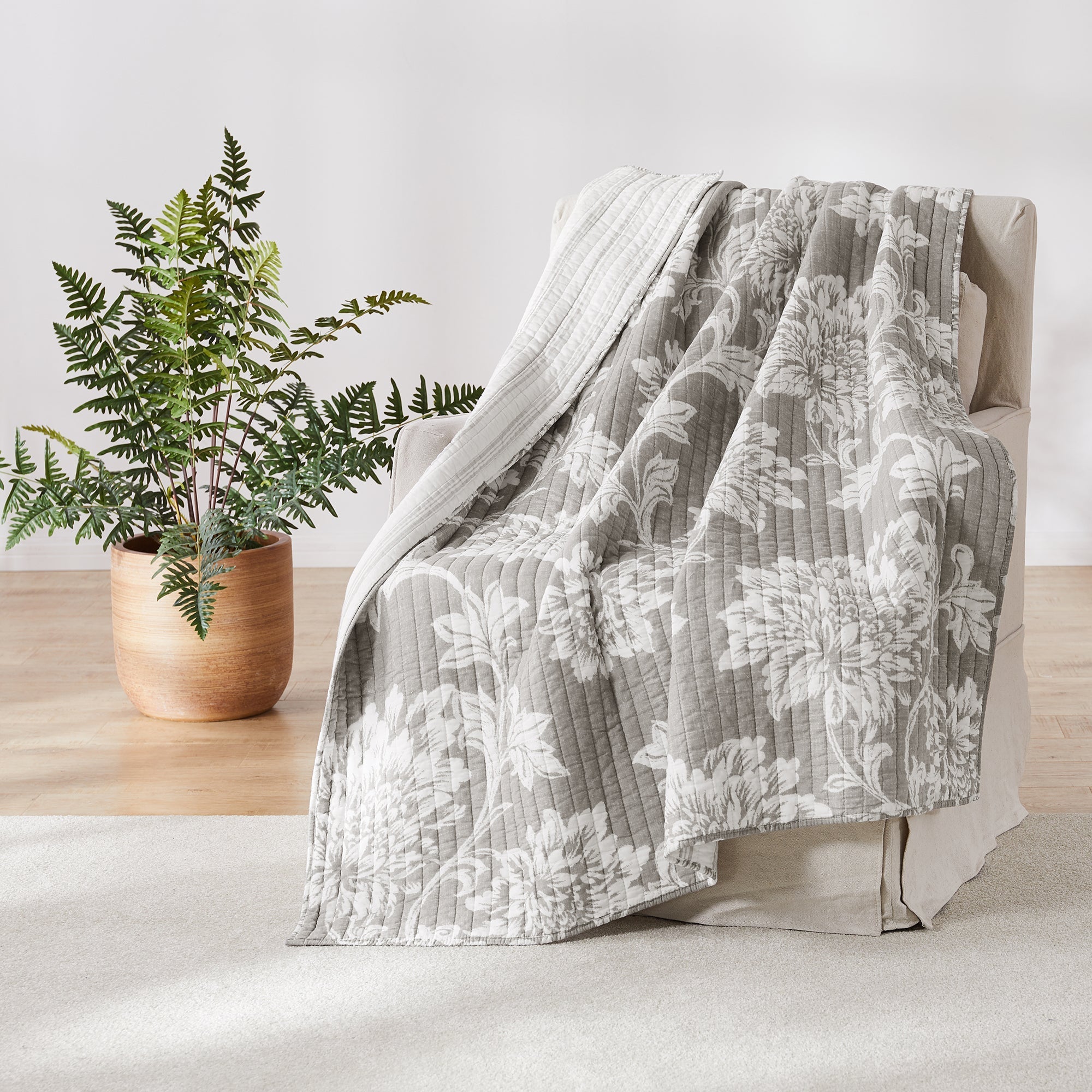 Sanira Taupe Quilted Throw