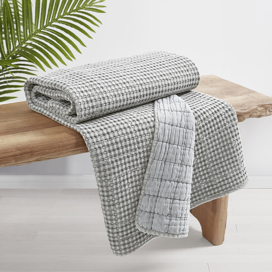 Levtex Home Mills Grey Quilted Throw Cotton Levtex Home