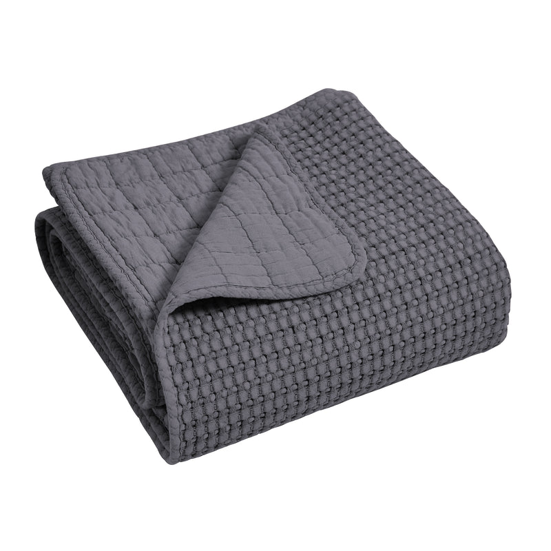 Levtex Home Mills Grey Quilted Throw Cotton Levtex Home