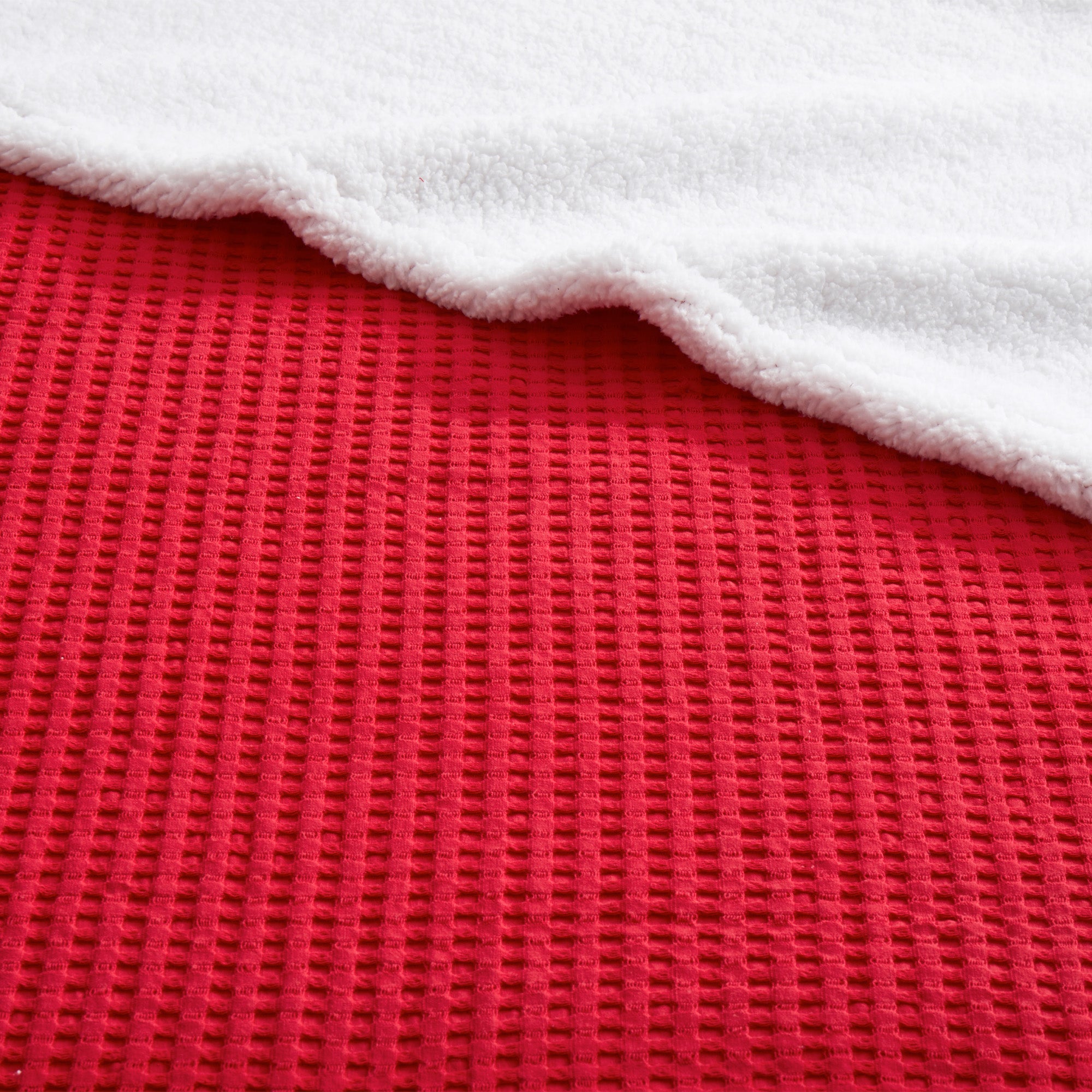 Mills Waffle Red Sherpa Throw