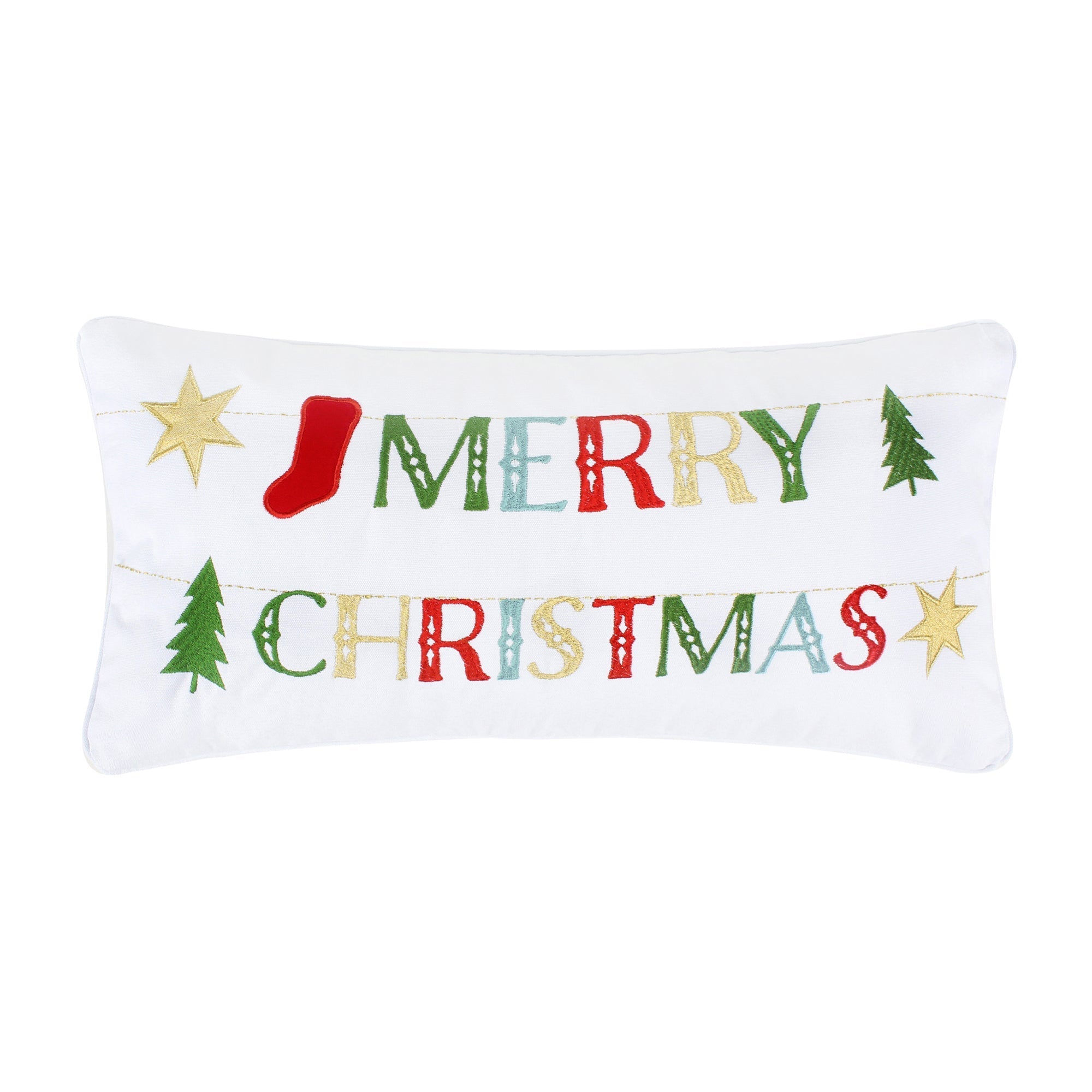 Gnome for the Holidays White Merry Christmas Pillow 12x24