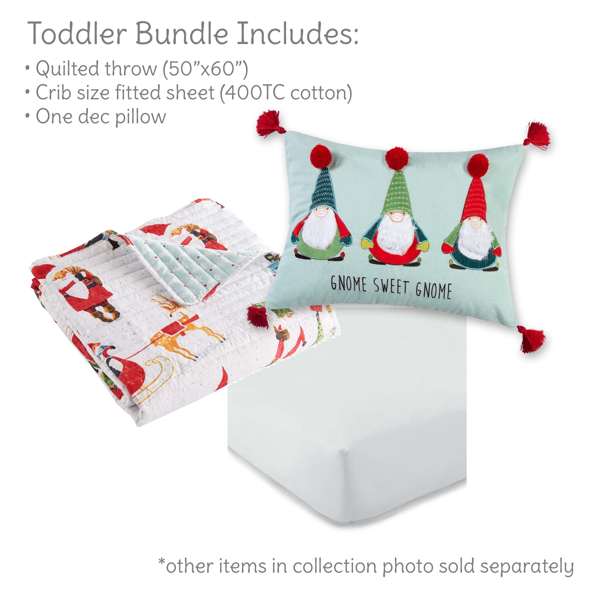 Gnome for the Holidays 3-Piece Toddler Bedding Set