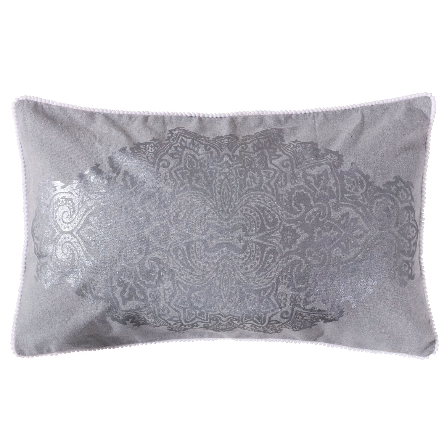 Assam Silver Foil Grey Pillow