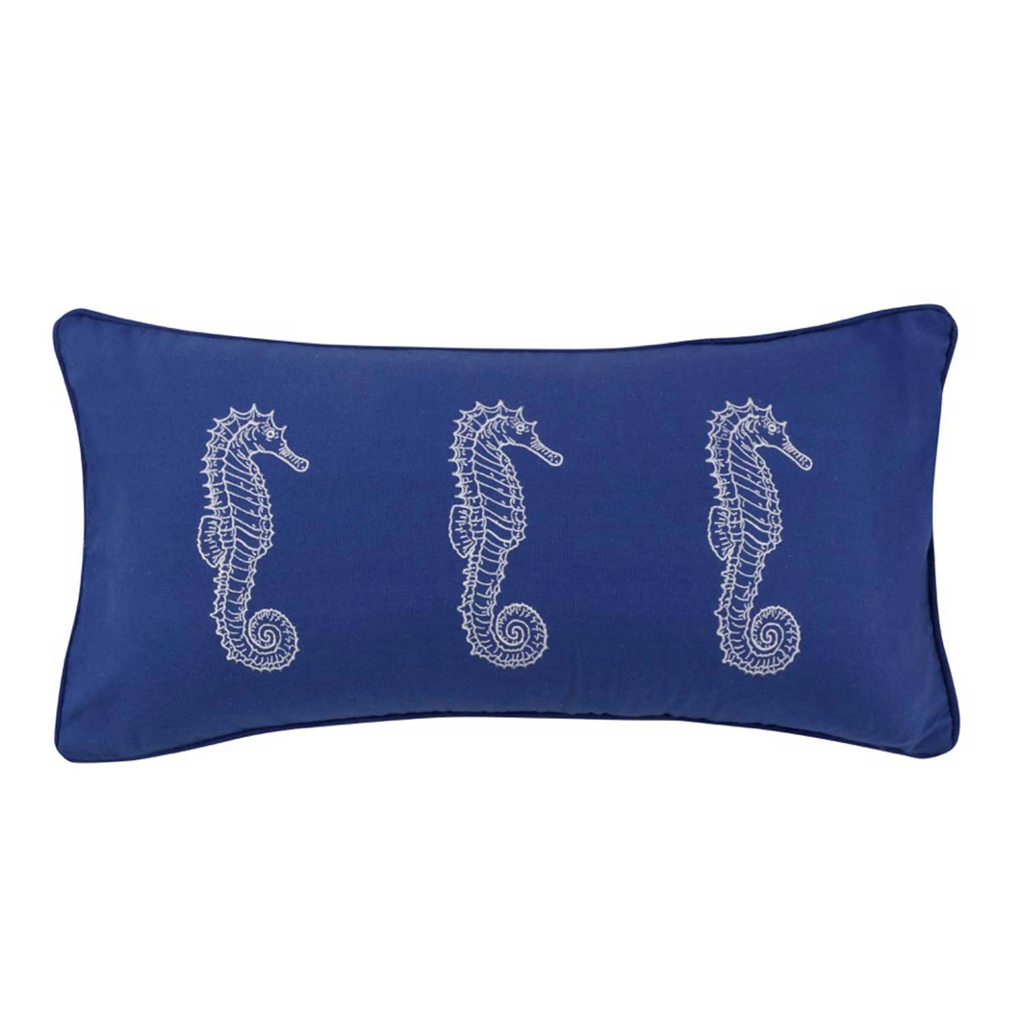 Portofino Navy Seahorse Pillow