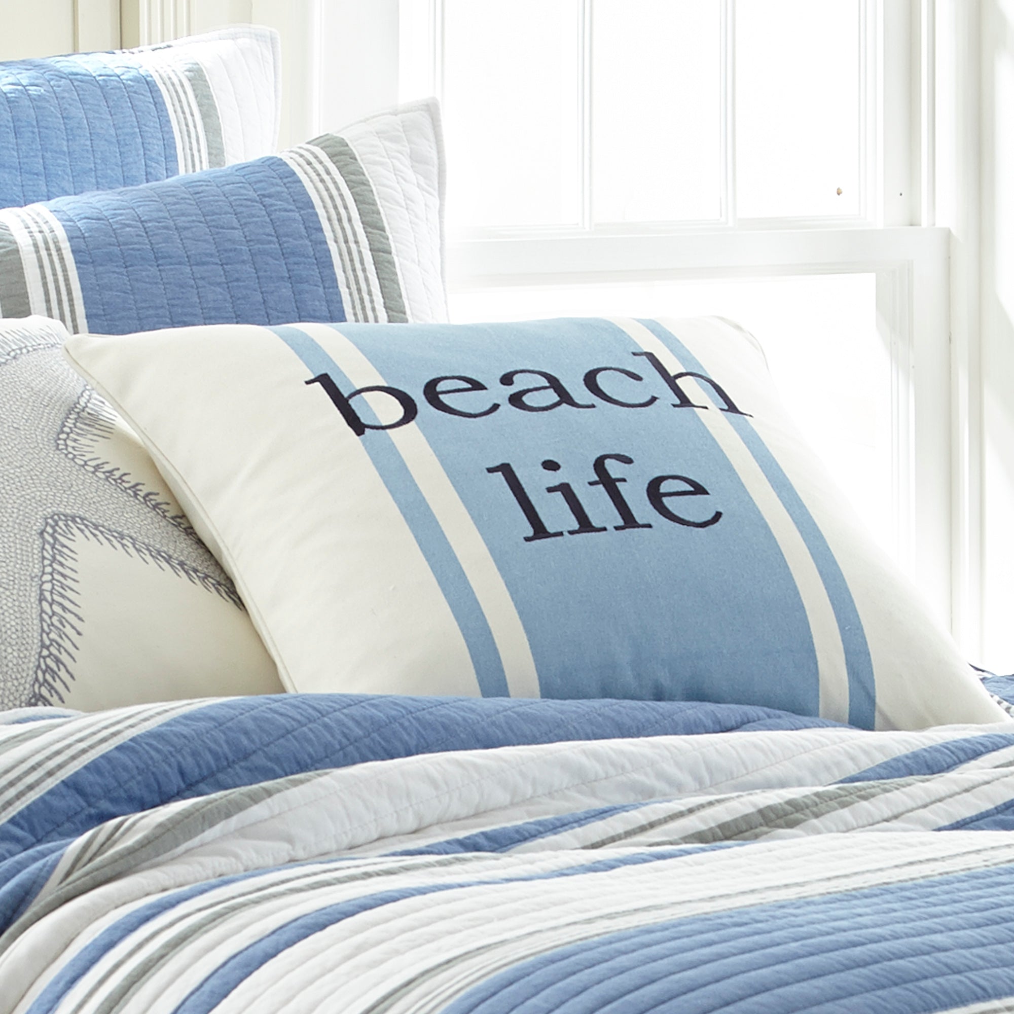 Levtex Home Teal Life Is Better by The Sea Pillow