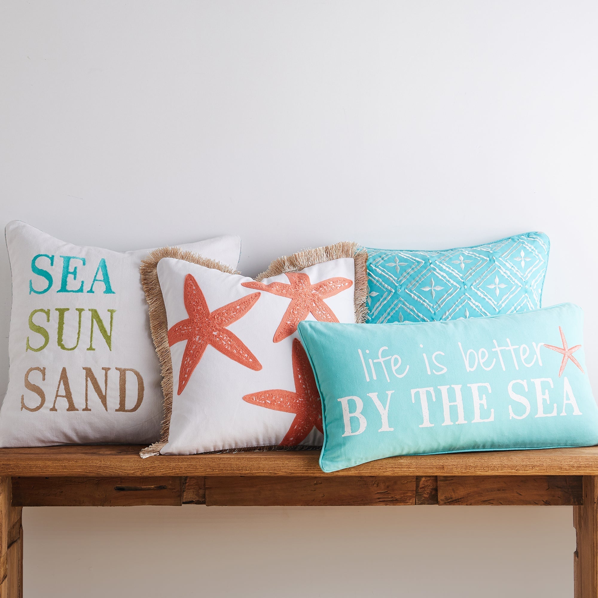 Teal Life is Better by the Sea Pillow