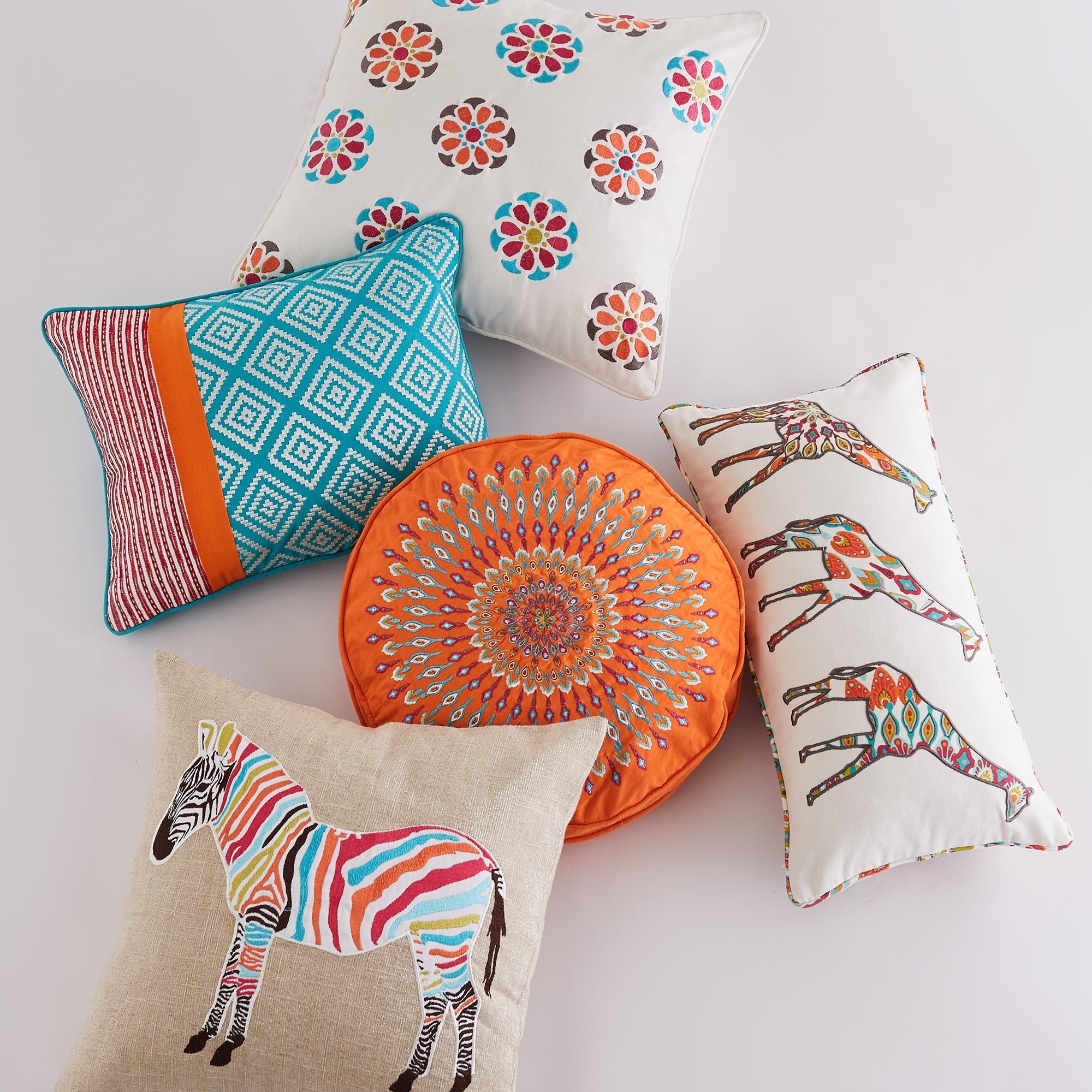 Mirage Appliqued Giraffes Pillow