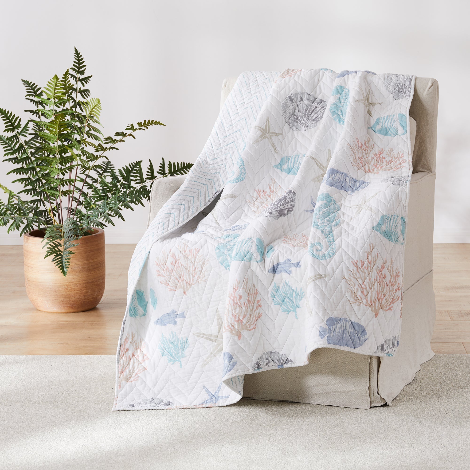 Blue Sea Quilted Throw