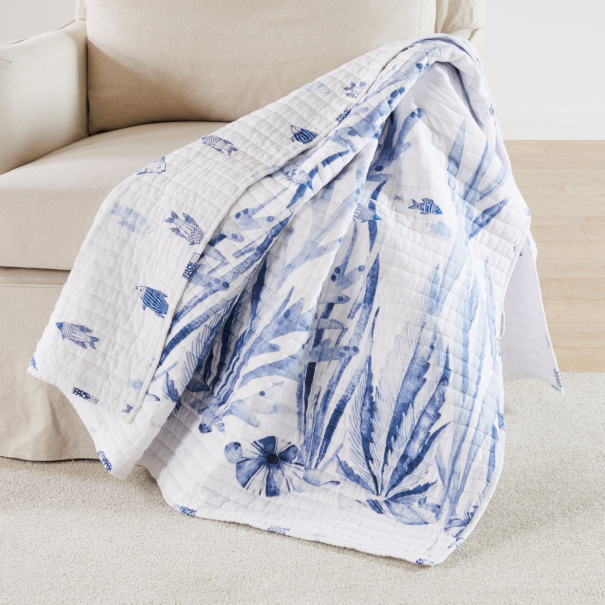 Indigo Tide Quilted Throw