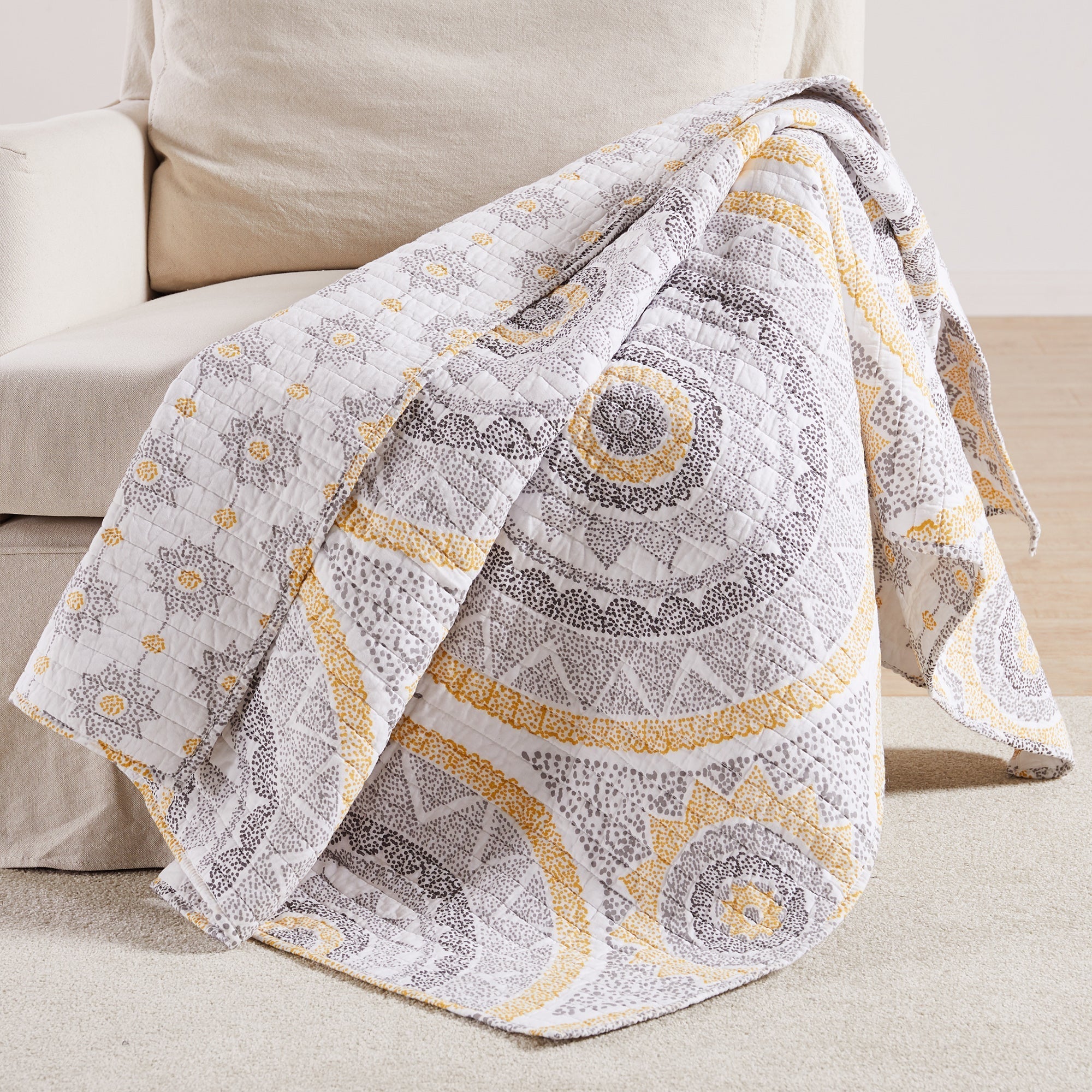 Luiza Ochre Quilted Throw