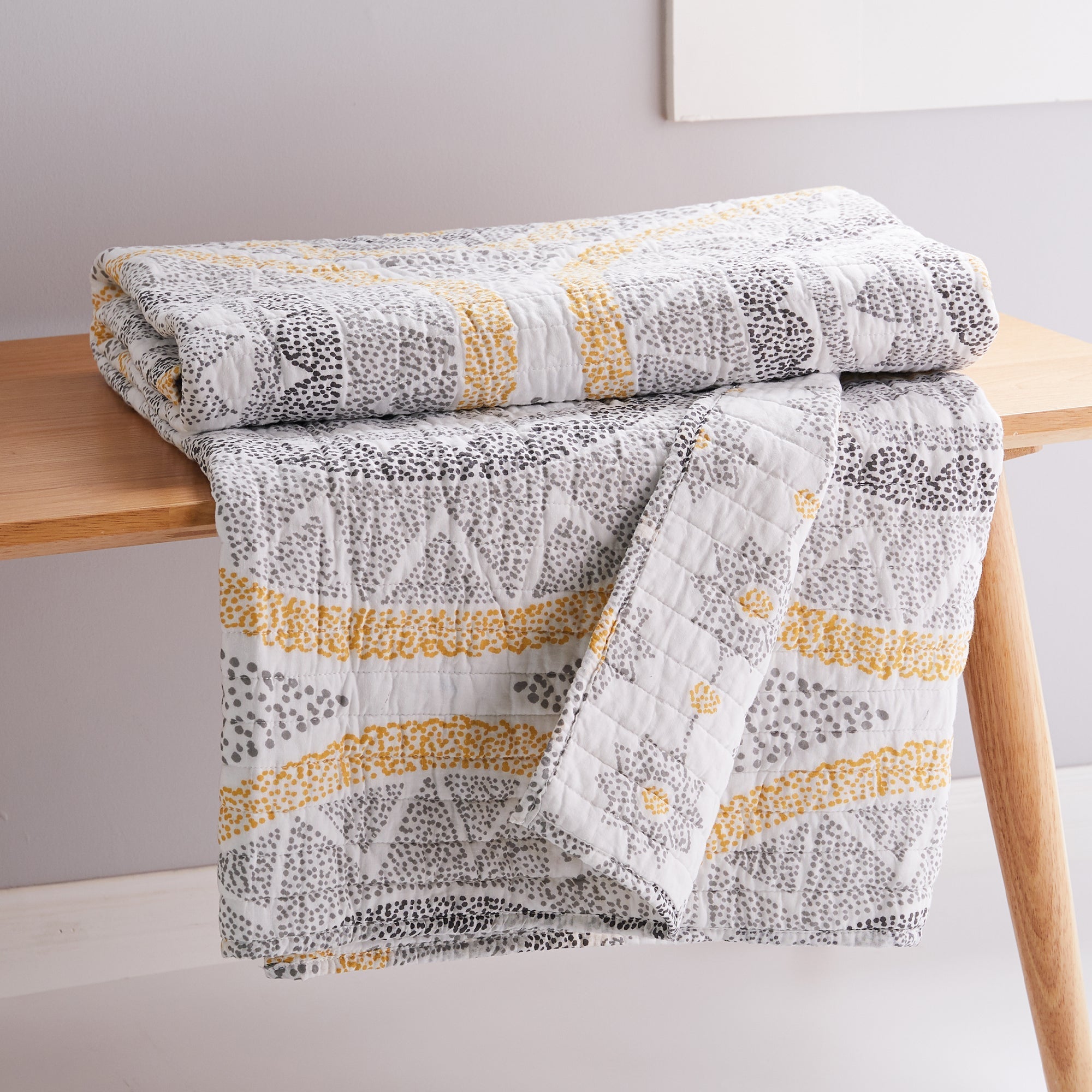 Luiza Ochre Quilted Throw