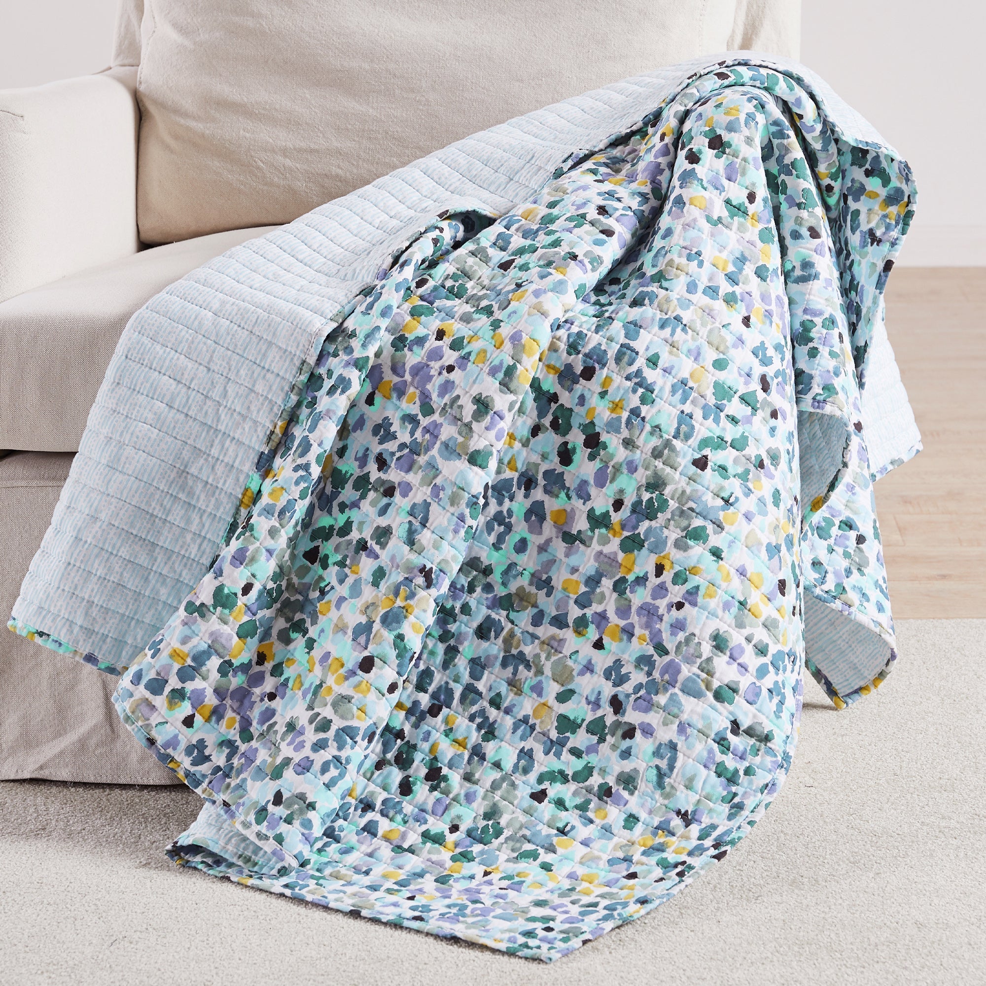 Calico Blue Quilted Throw