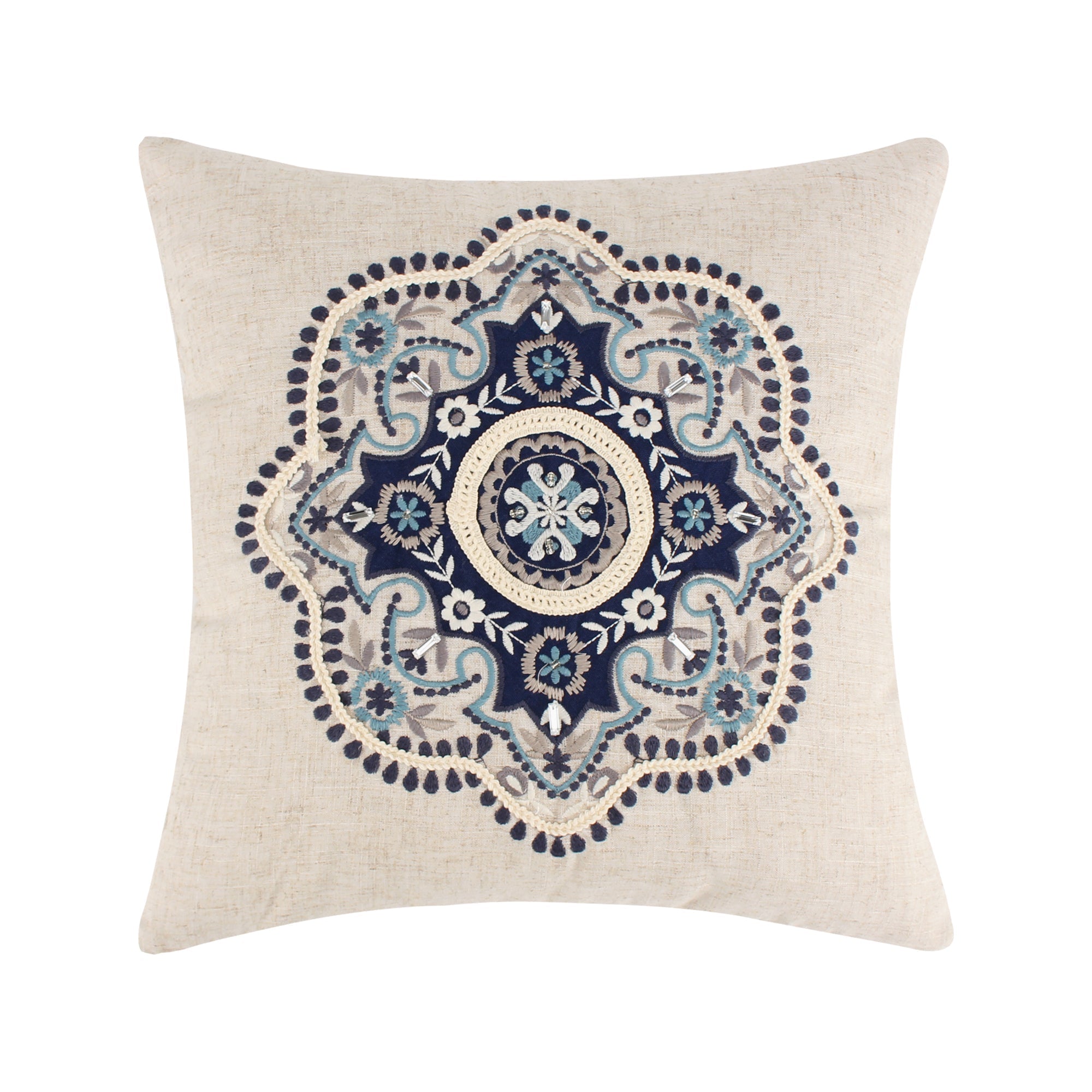 Lorrance Embroidered Medallion Pillow