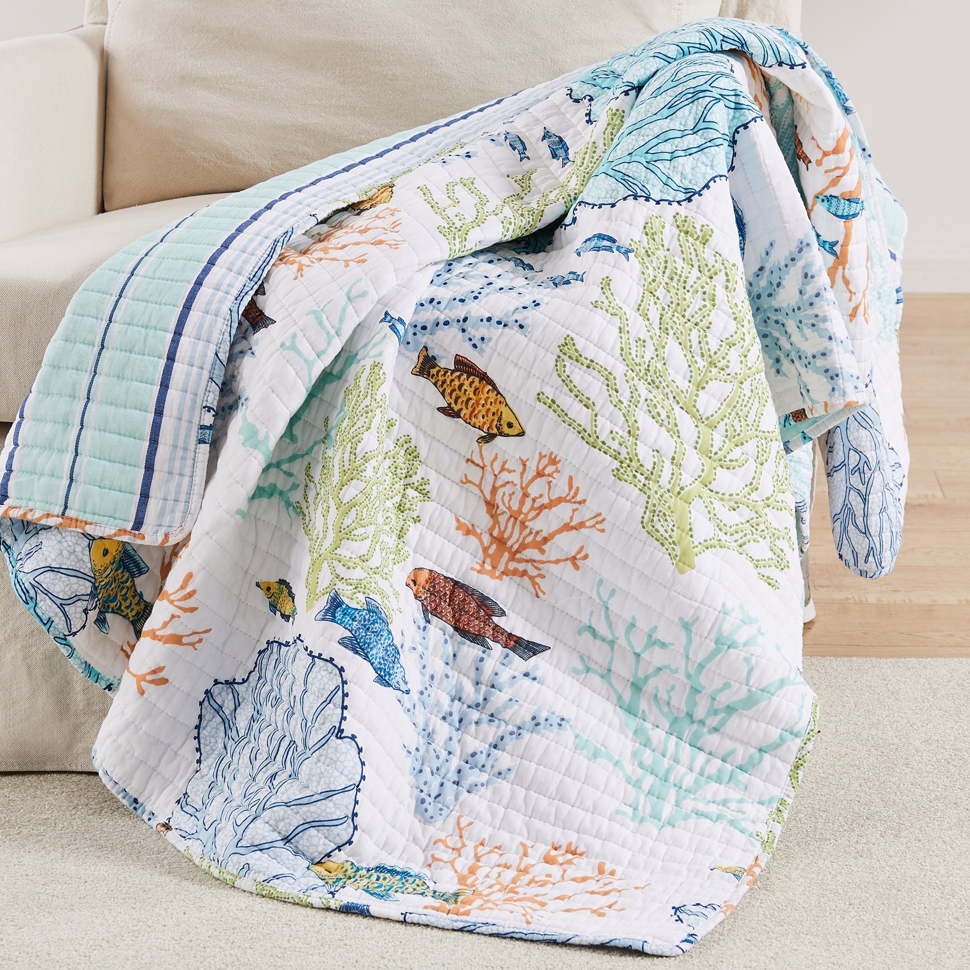 Deep Sea Multicolor Quilted Throw