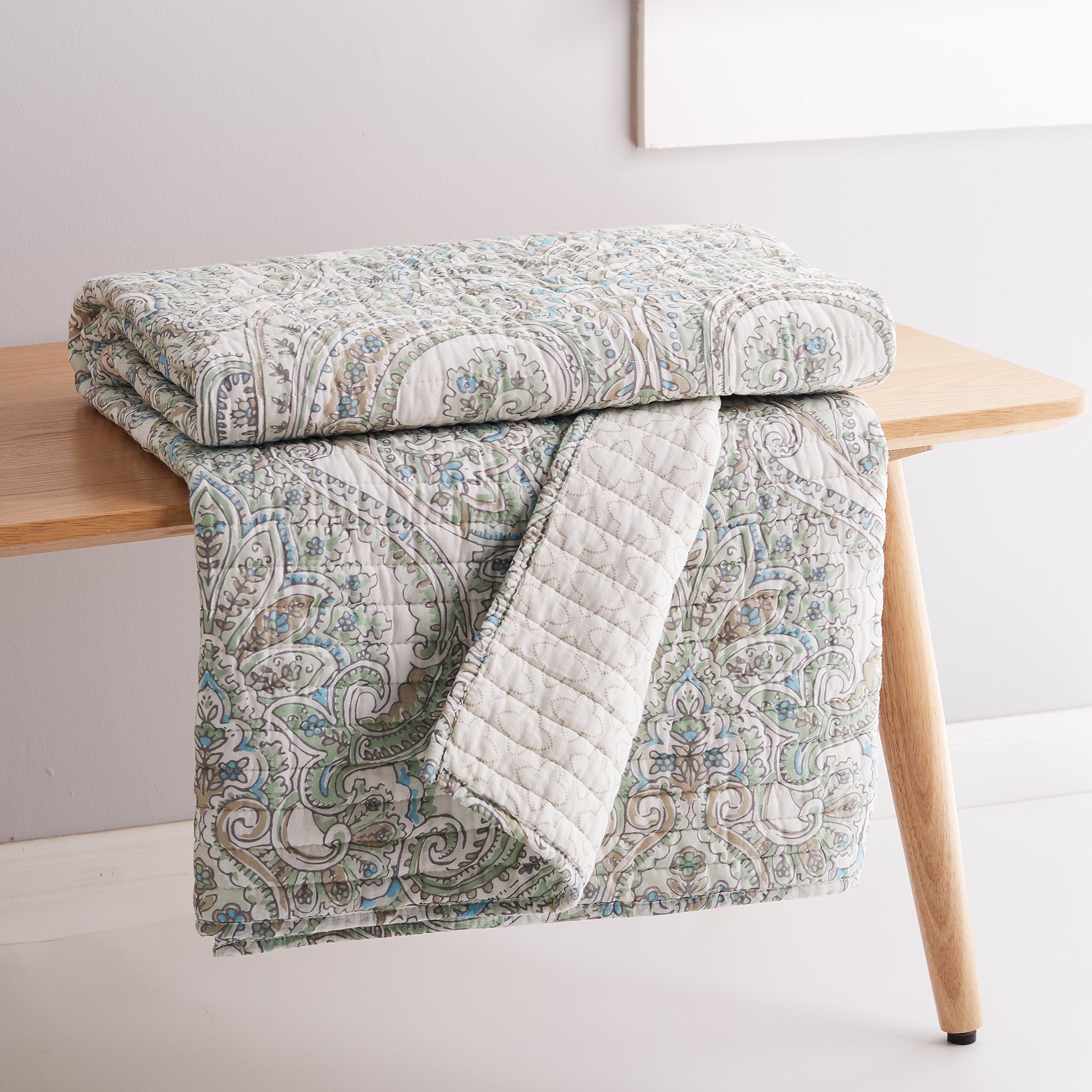 Assisi Mint Quilted Throw