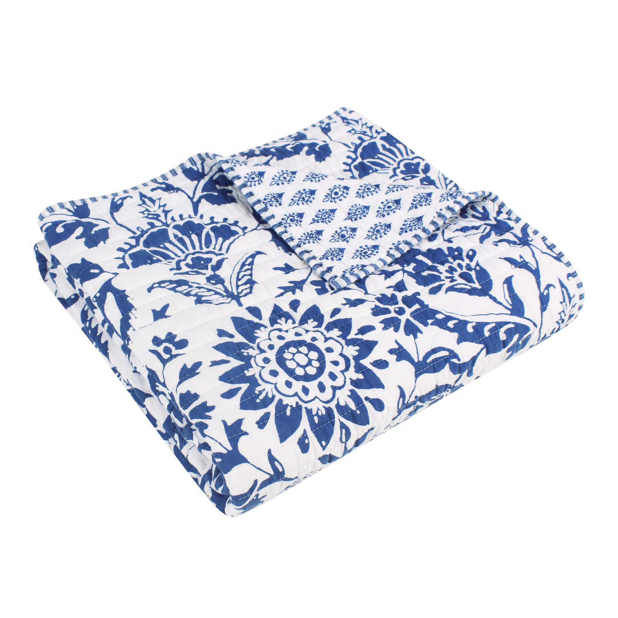 Clara Blue Quilted Throw