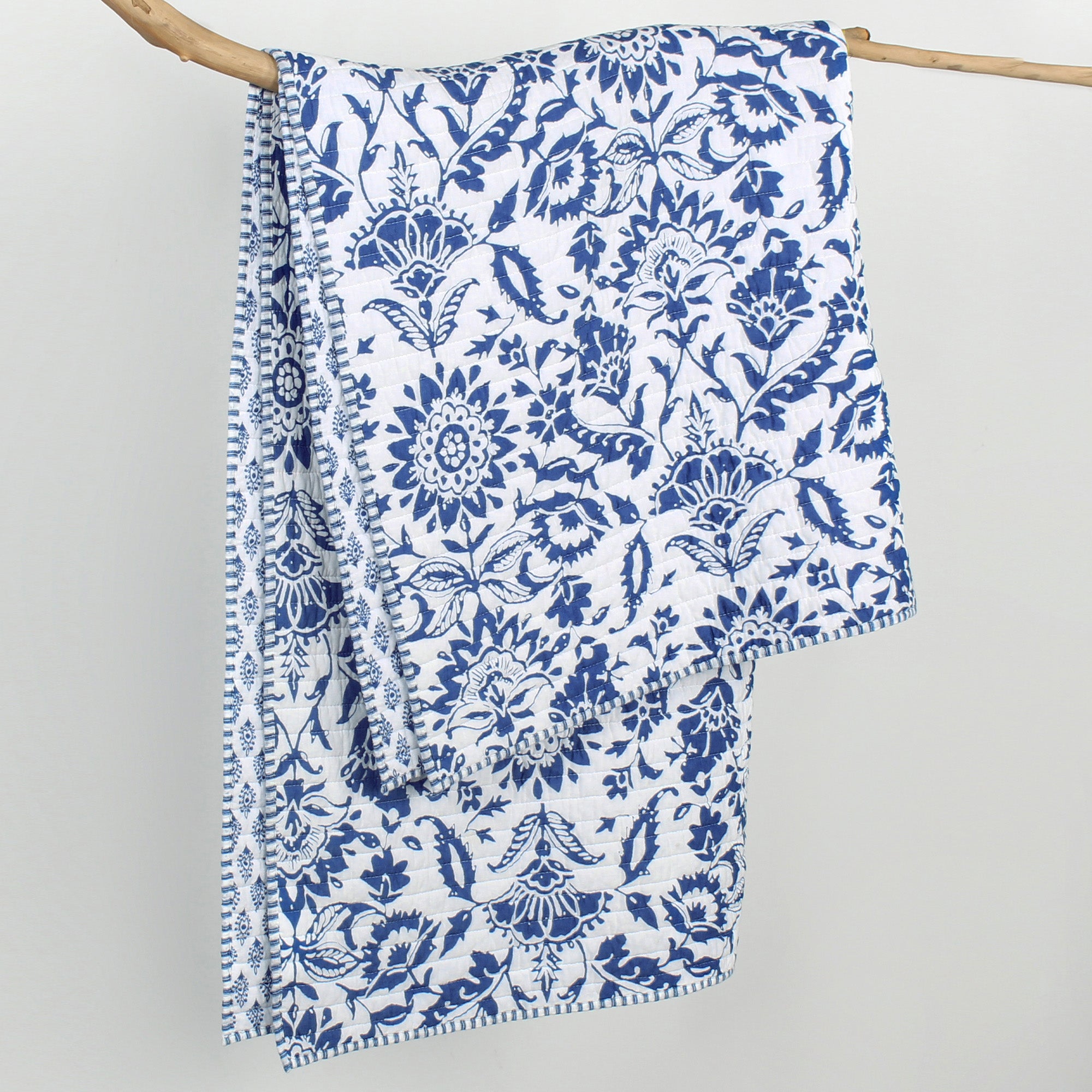 Clara Blue Quilted Throw