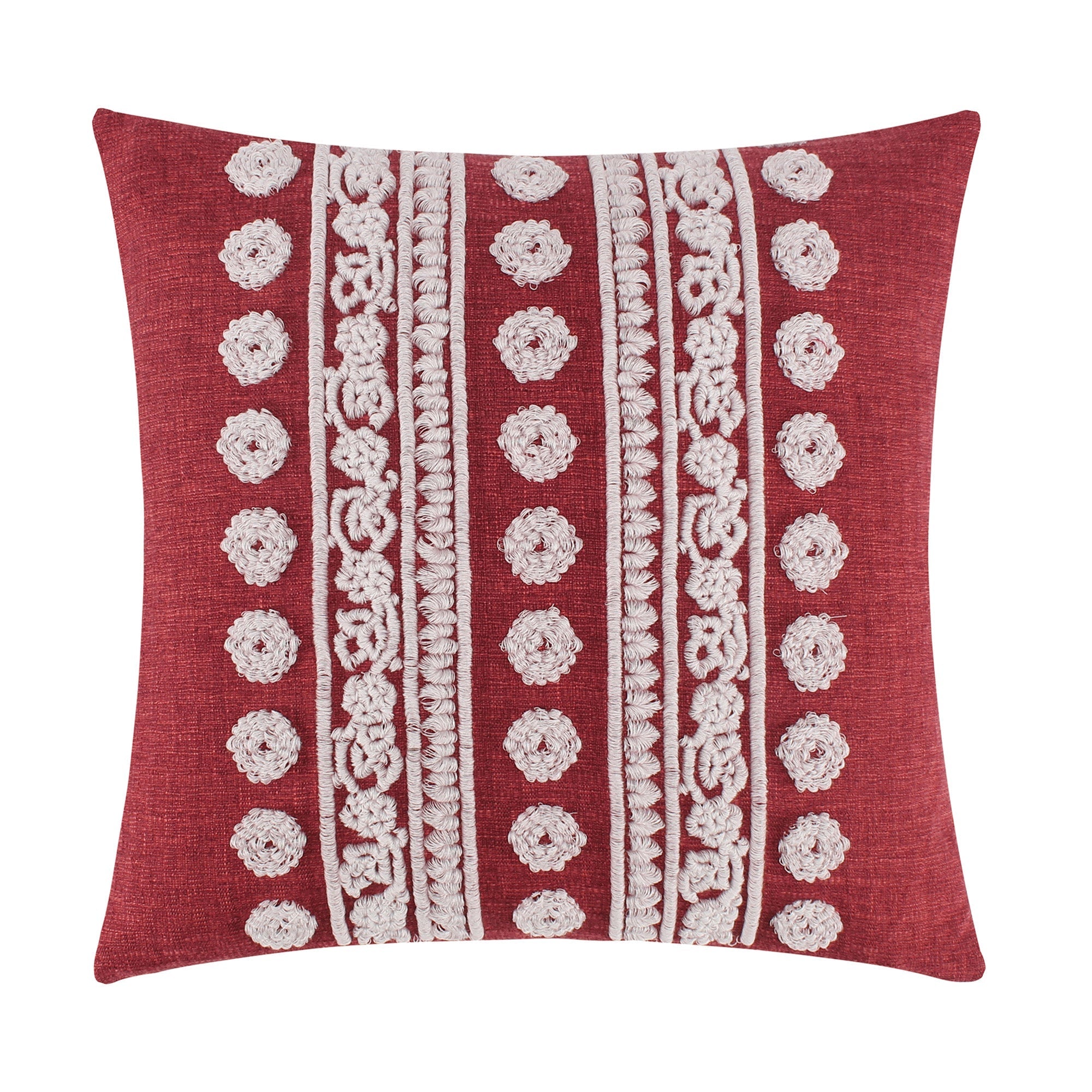 Khotan Embroidered Red Pillow 18x18