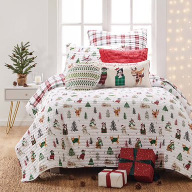 Levtex Home Meowy Christmas Embroidered Pillow