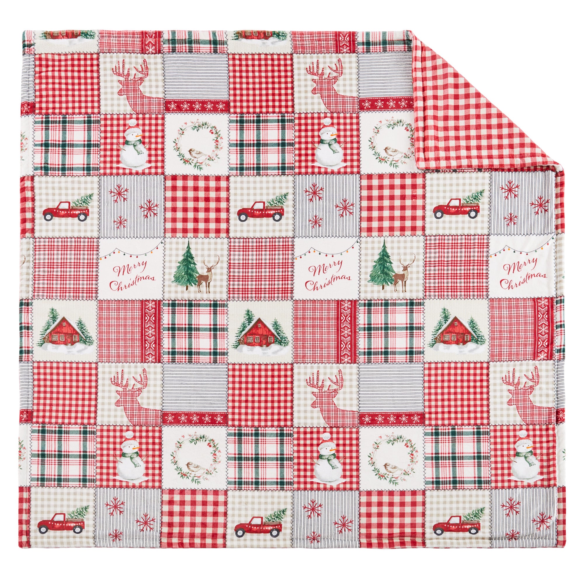 Home For Christmas Reverse Blanket - Quilt Print