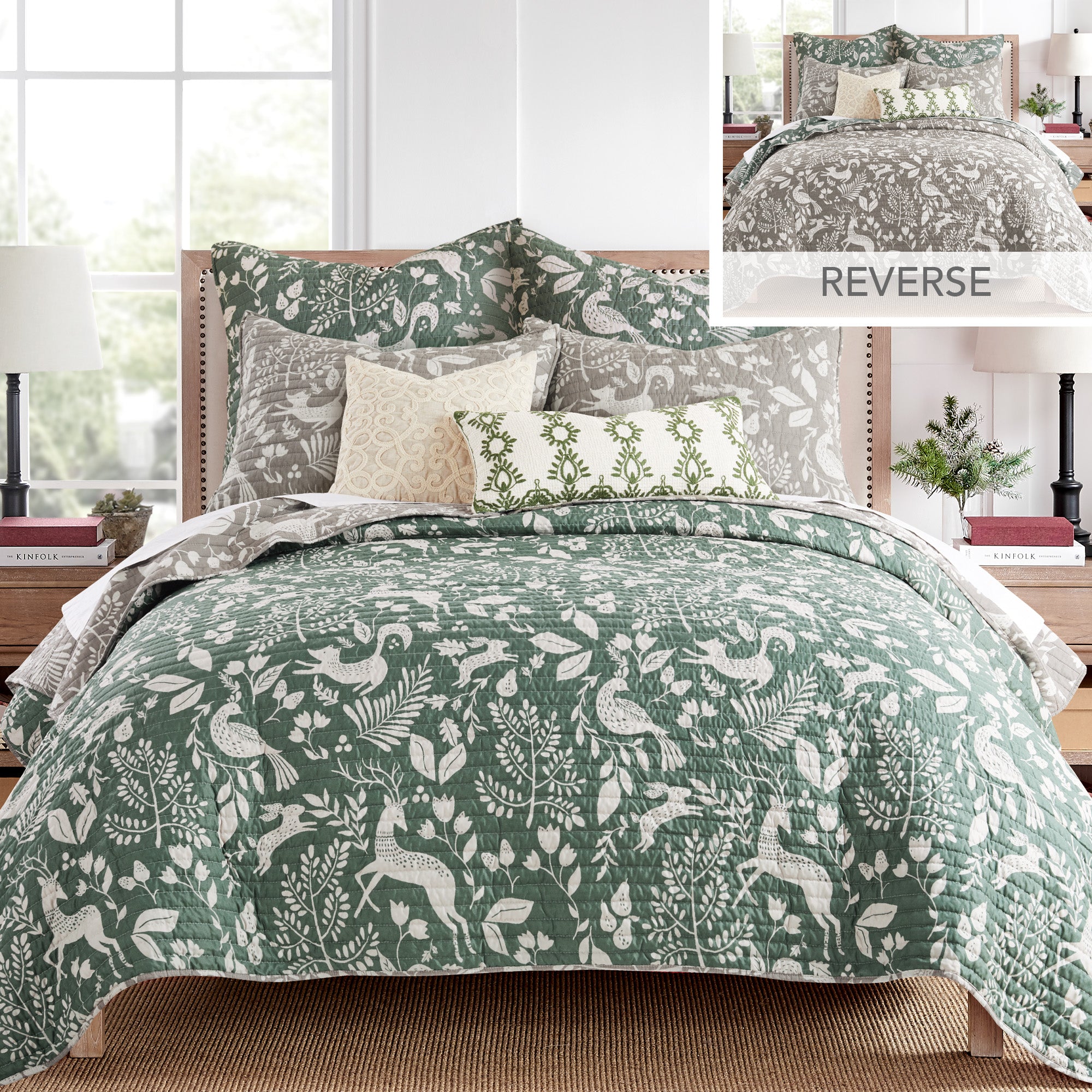 Bretton Woods Green/Taupe Quilt Set