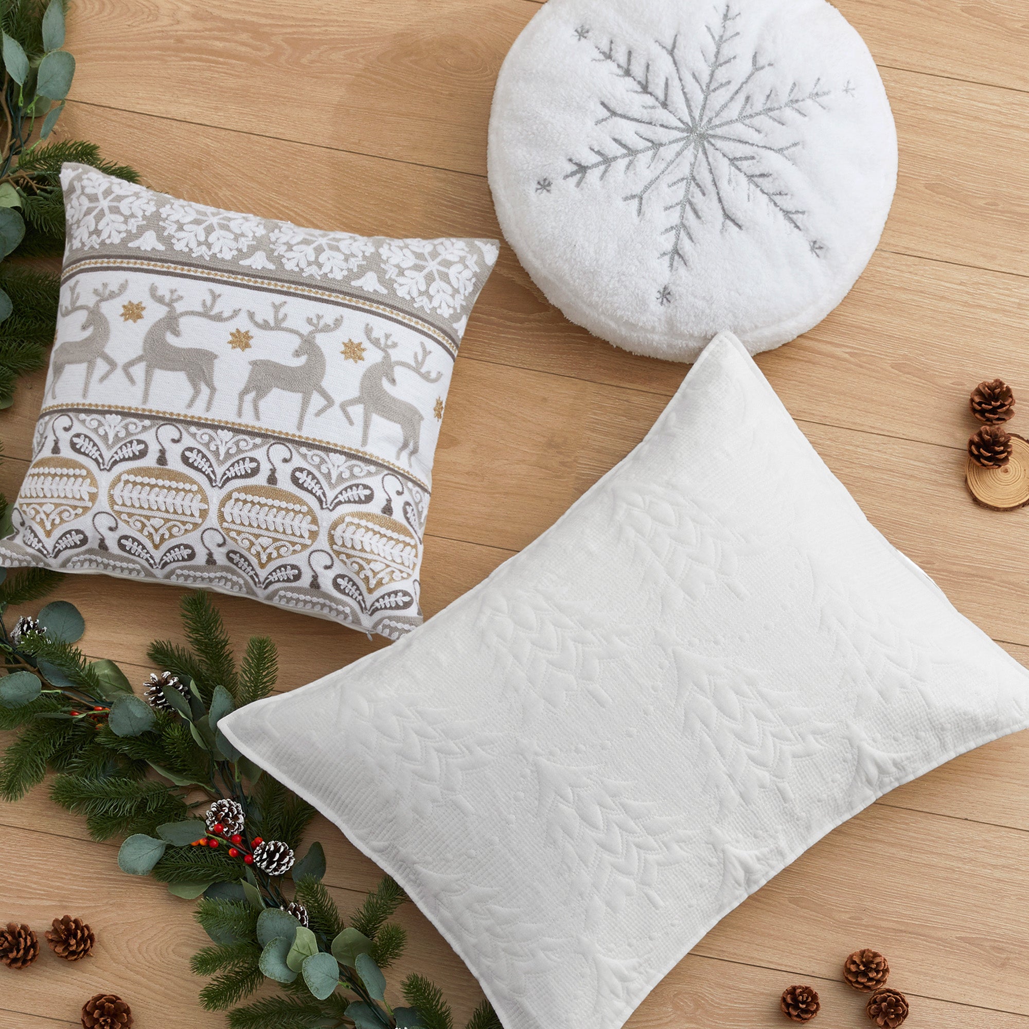 O Christmas Tree White Reindeer Dance Pillow