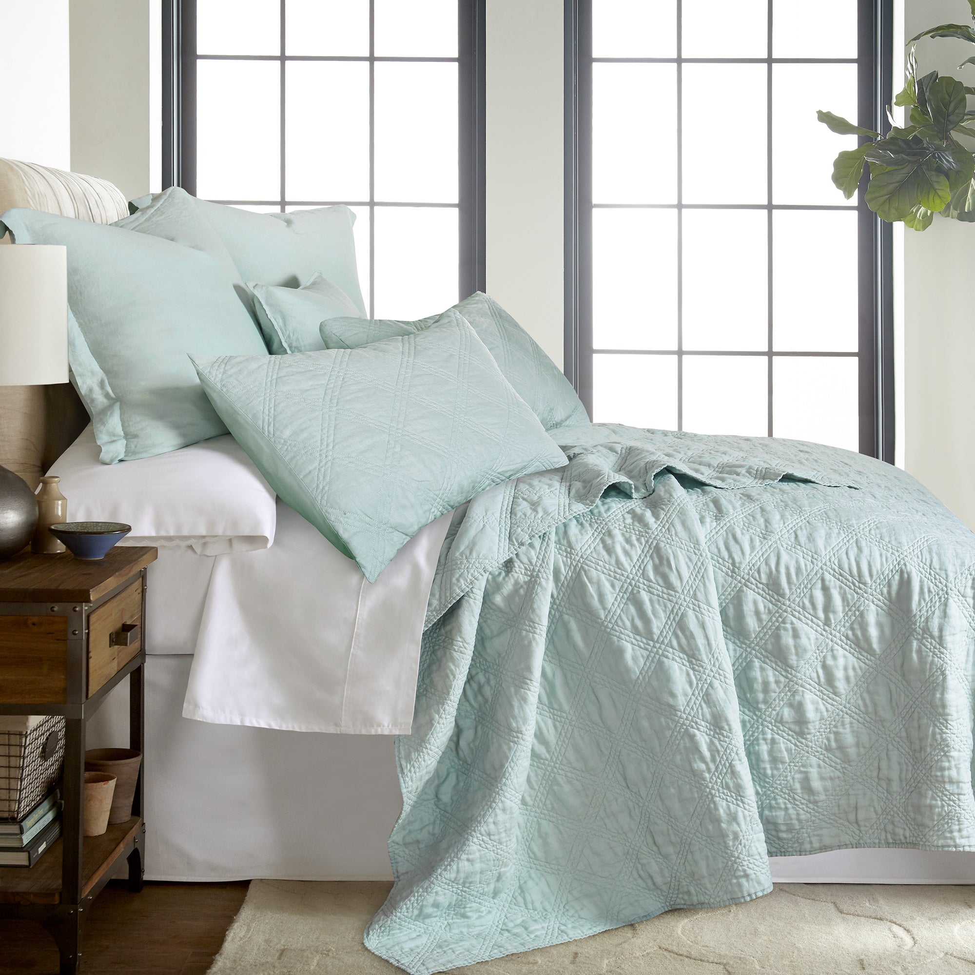 Linen Front/Cotton Back King Quilted Sham - Natural - Levtex Home