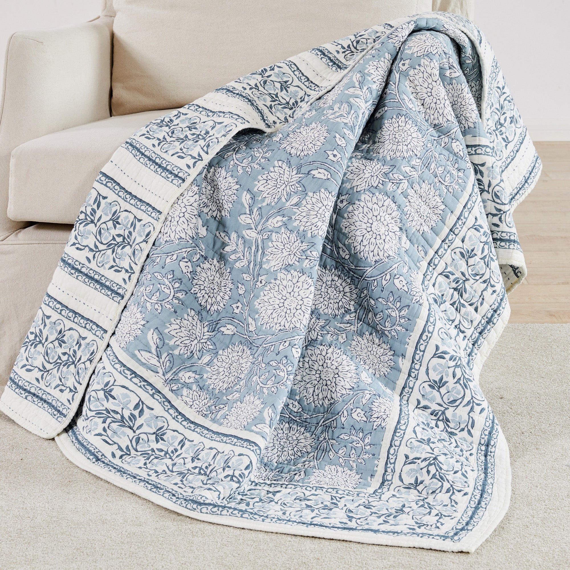 Adare Blue Quilted Throw
