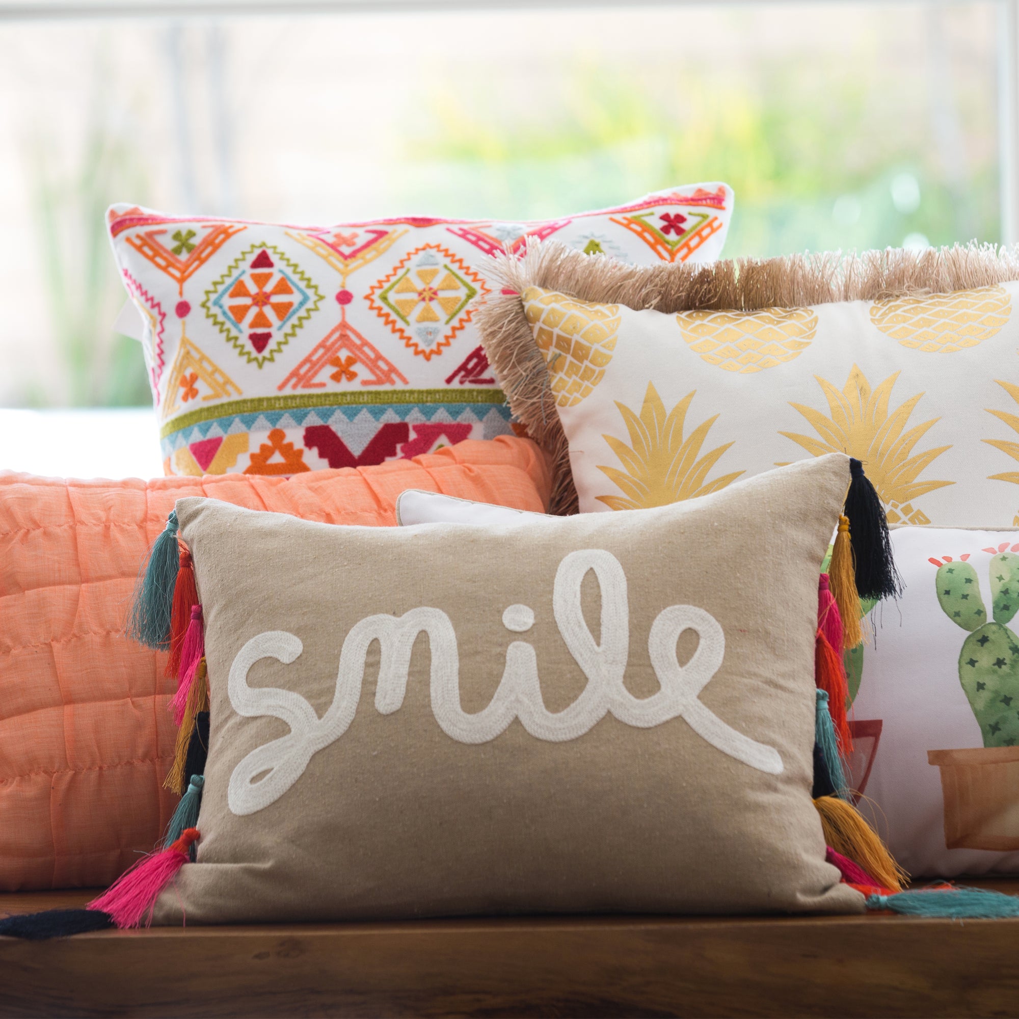 Amelie Smile with Tassels Pillow