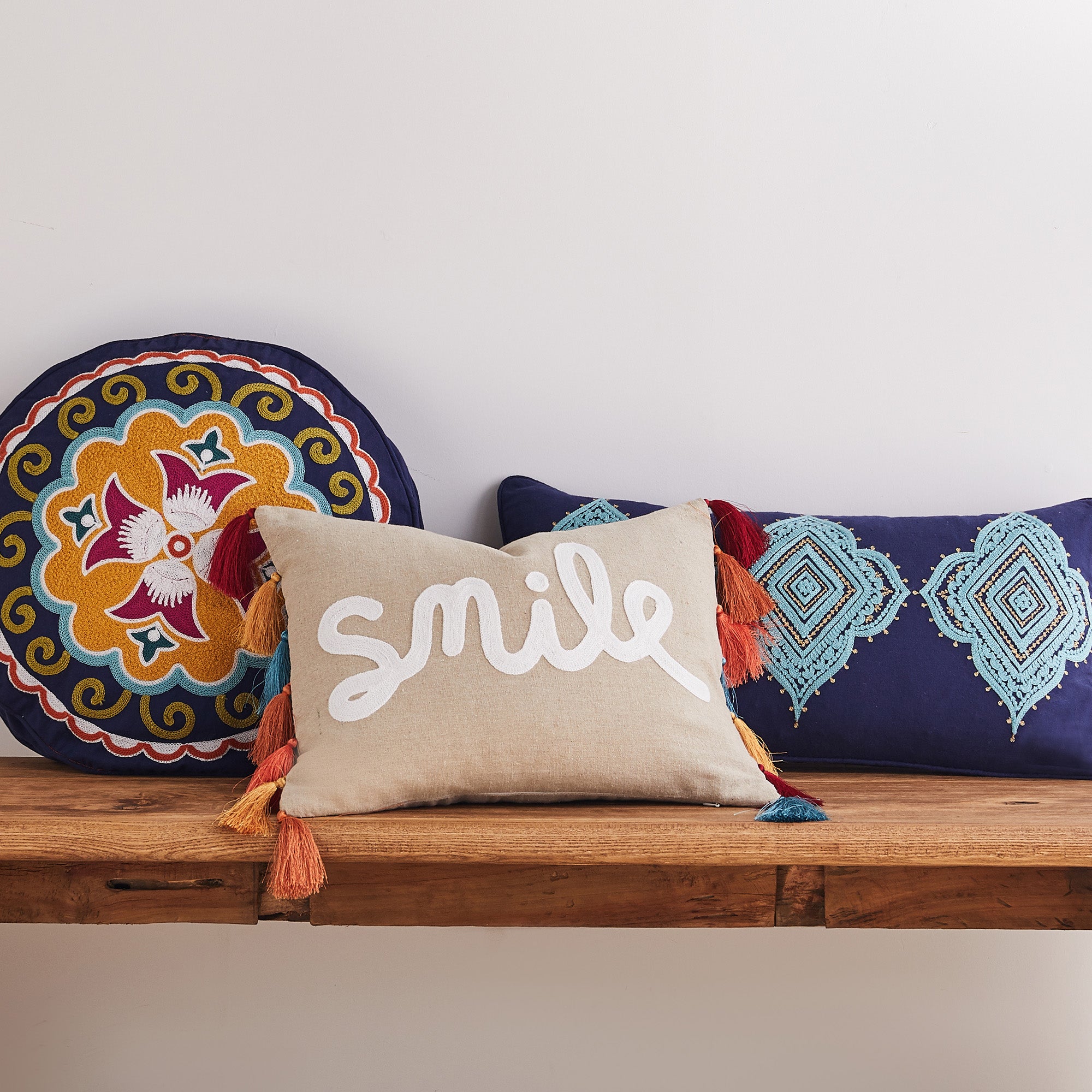 Amelie Smile with Tassels Pillow