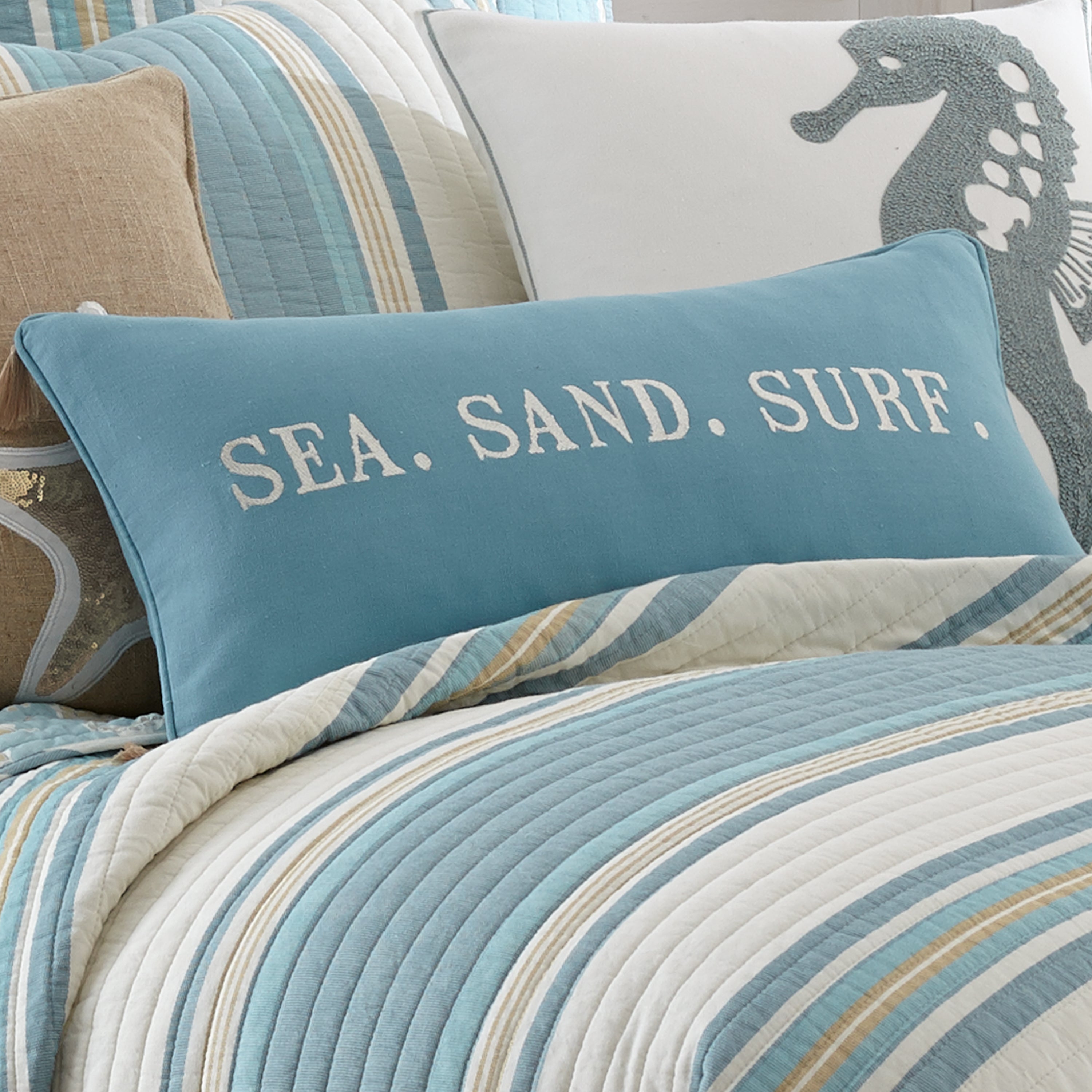 Levtex Home Teal Life Is Better by The Sea Pillow