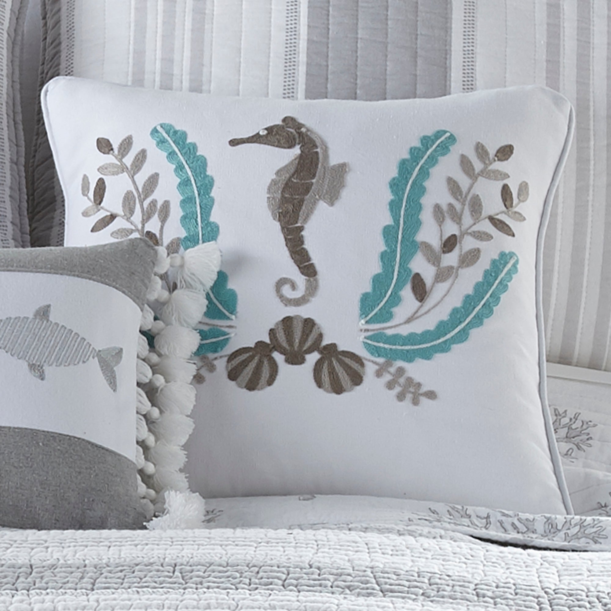 Nantucket Seahorse Pillow