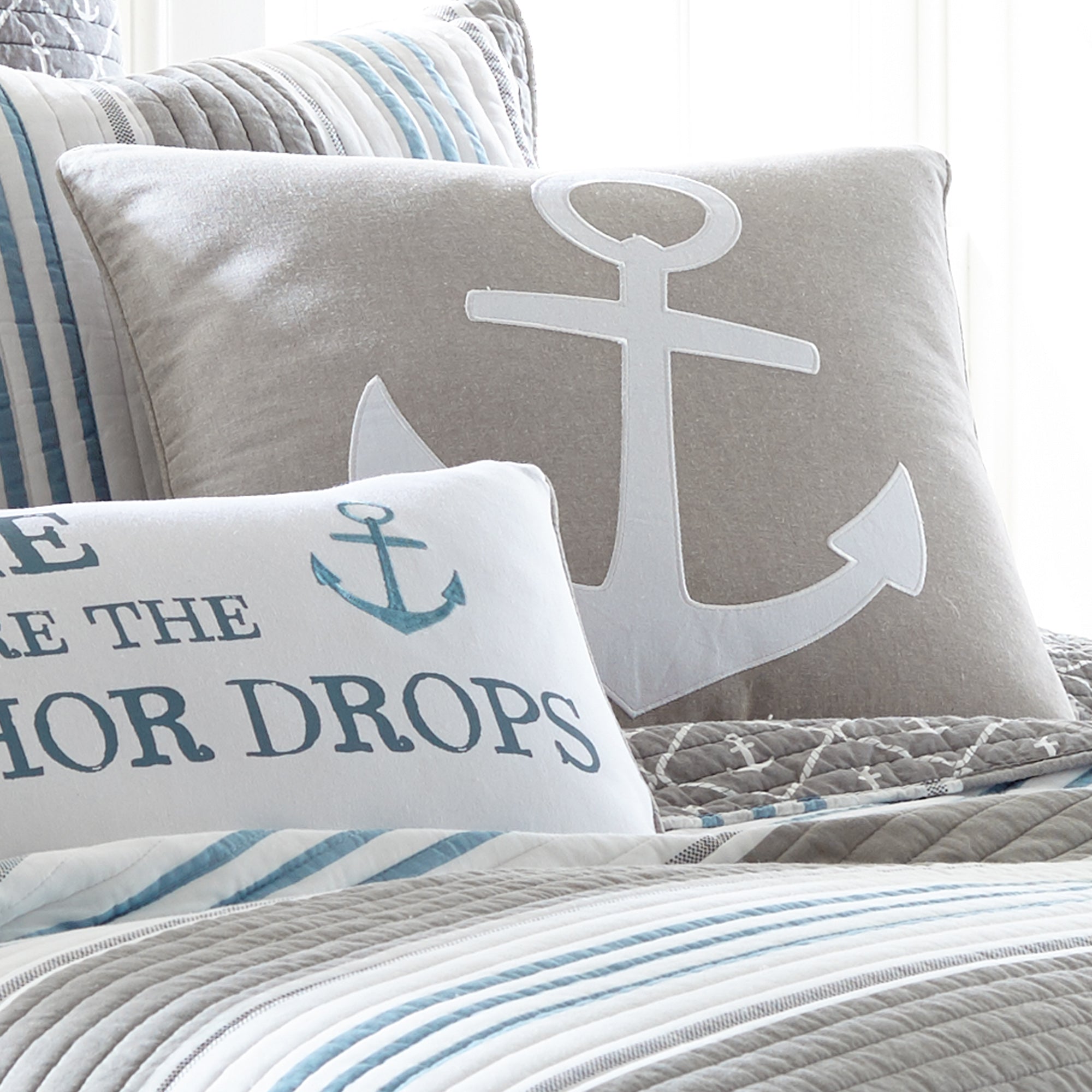 Provincetown Anchor Applique Pillow