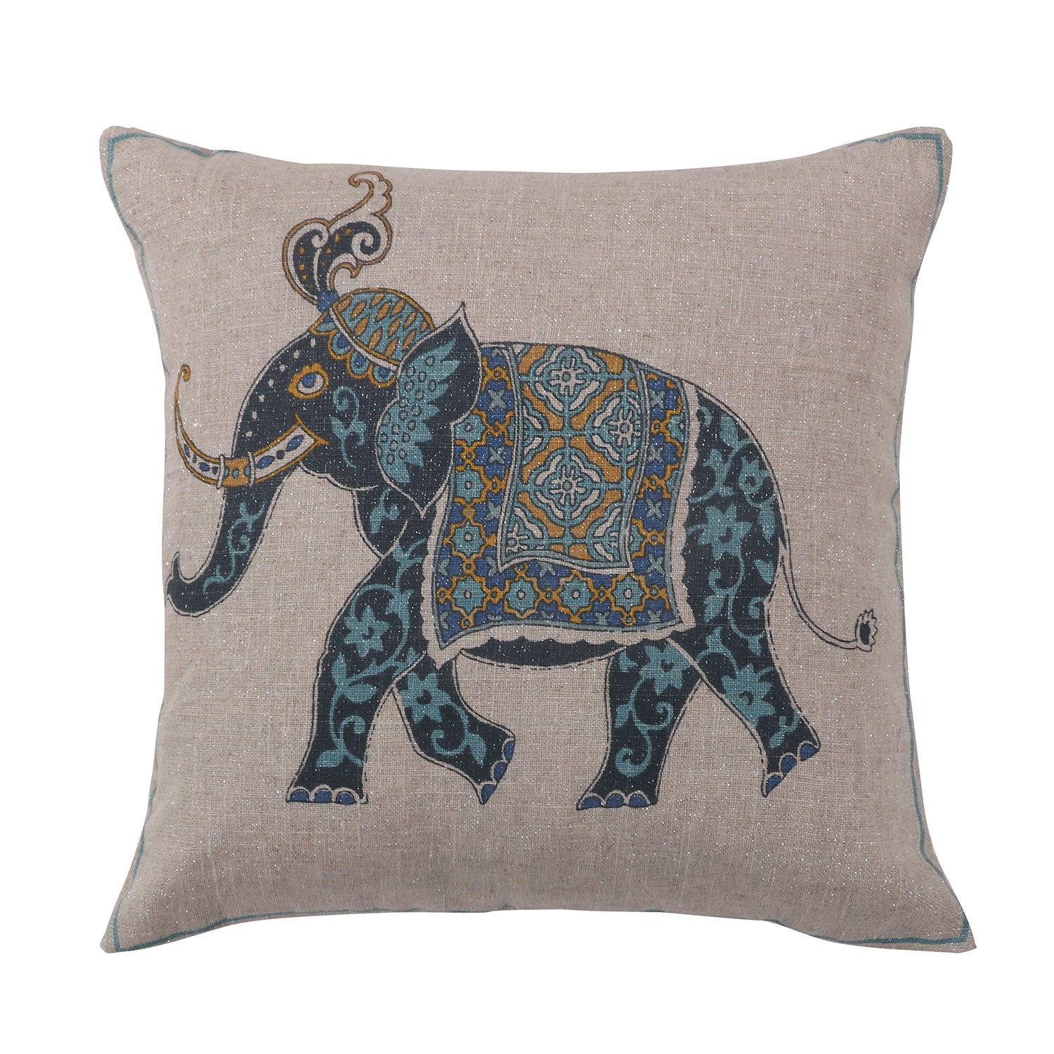 Chandra Elephant Indigo Teal Pillow