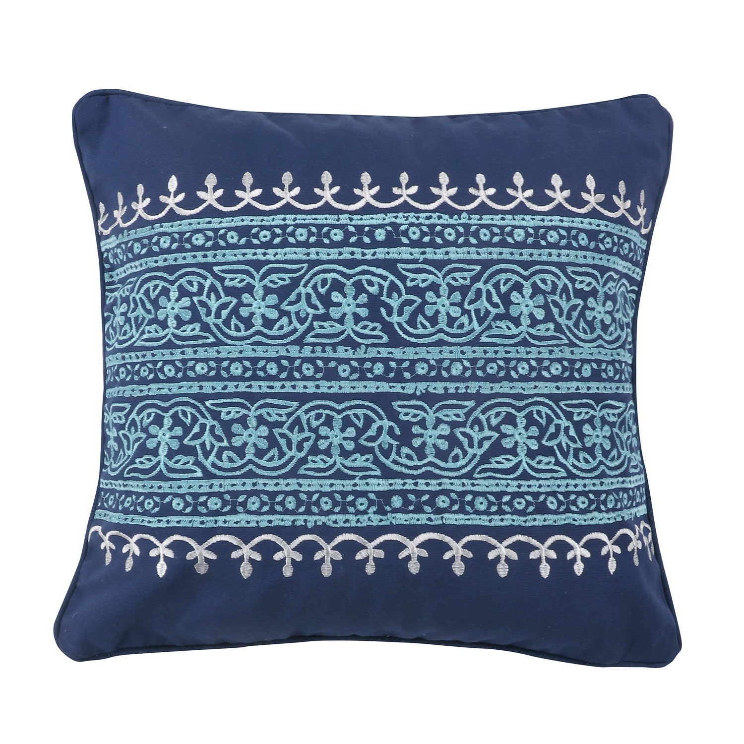 Chandra Indigo Teal Embroidered Pillow
