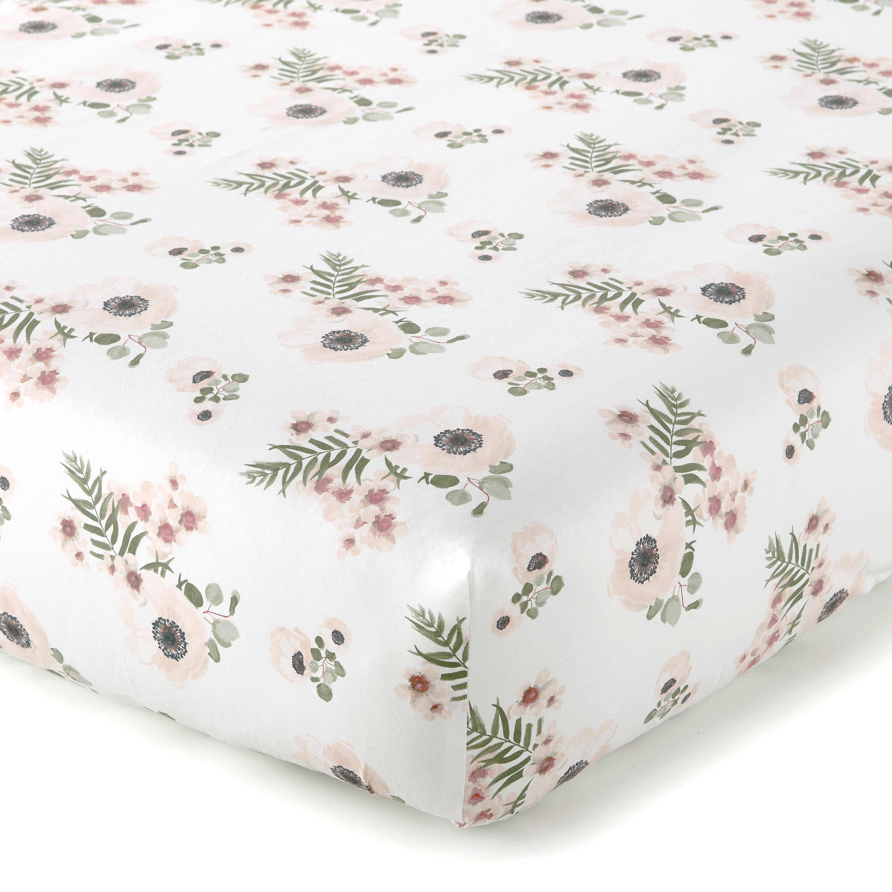 Fiori Floral Cotton Crib Fitted Sheet