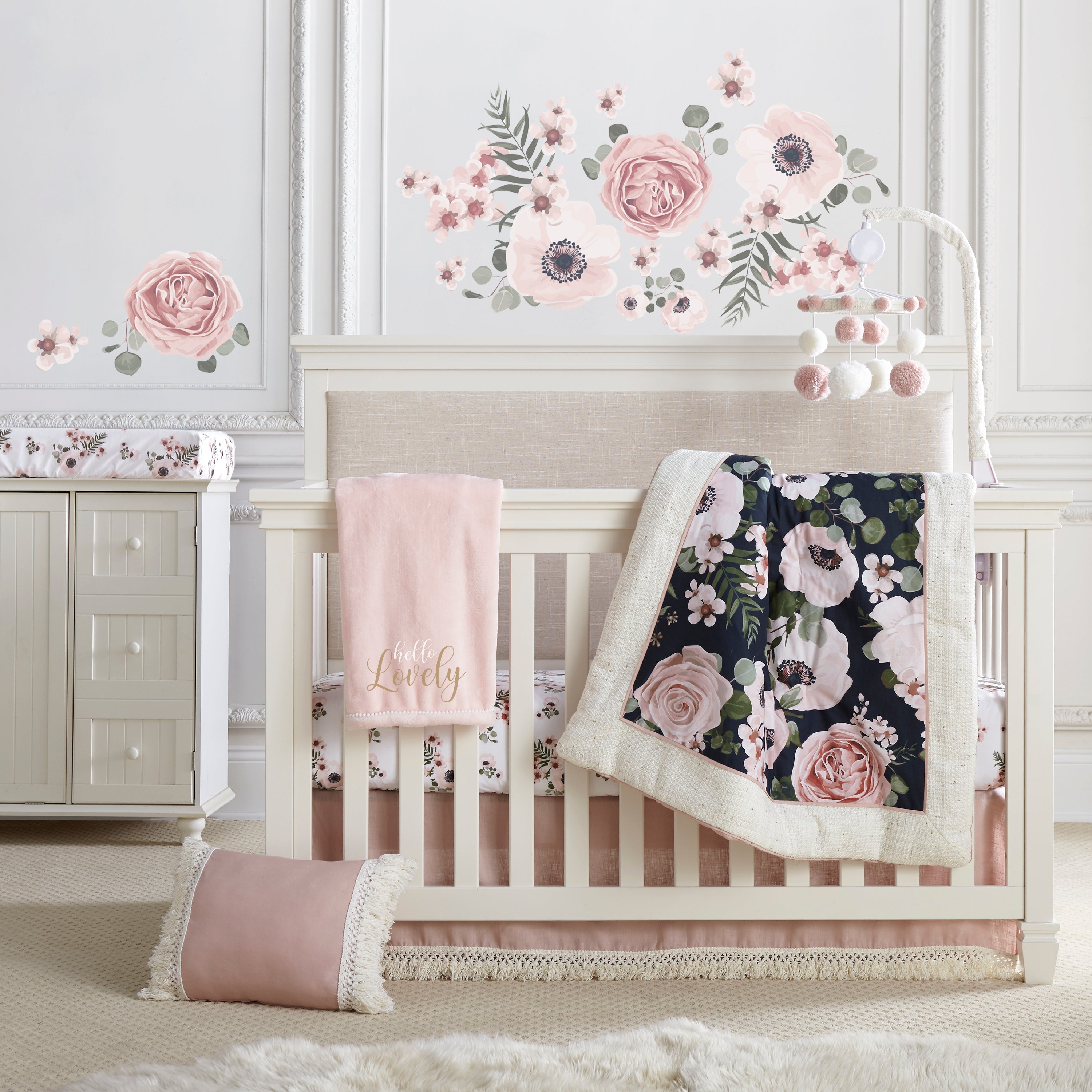 Fiori Floral Cotton Crib Fitted Sheet