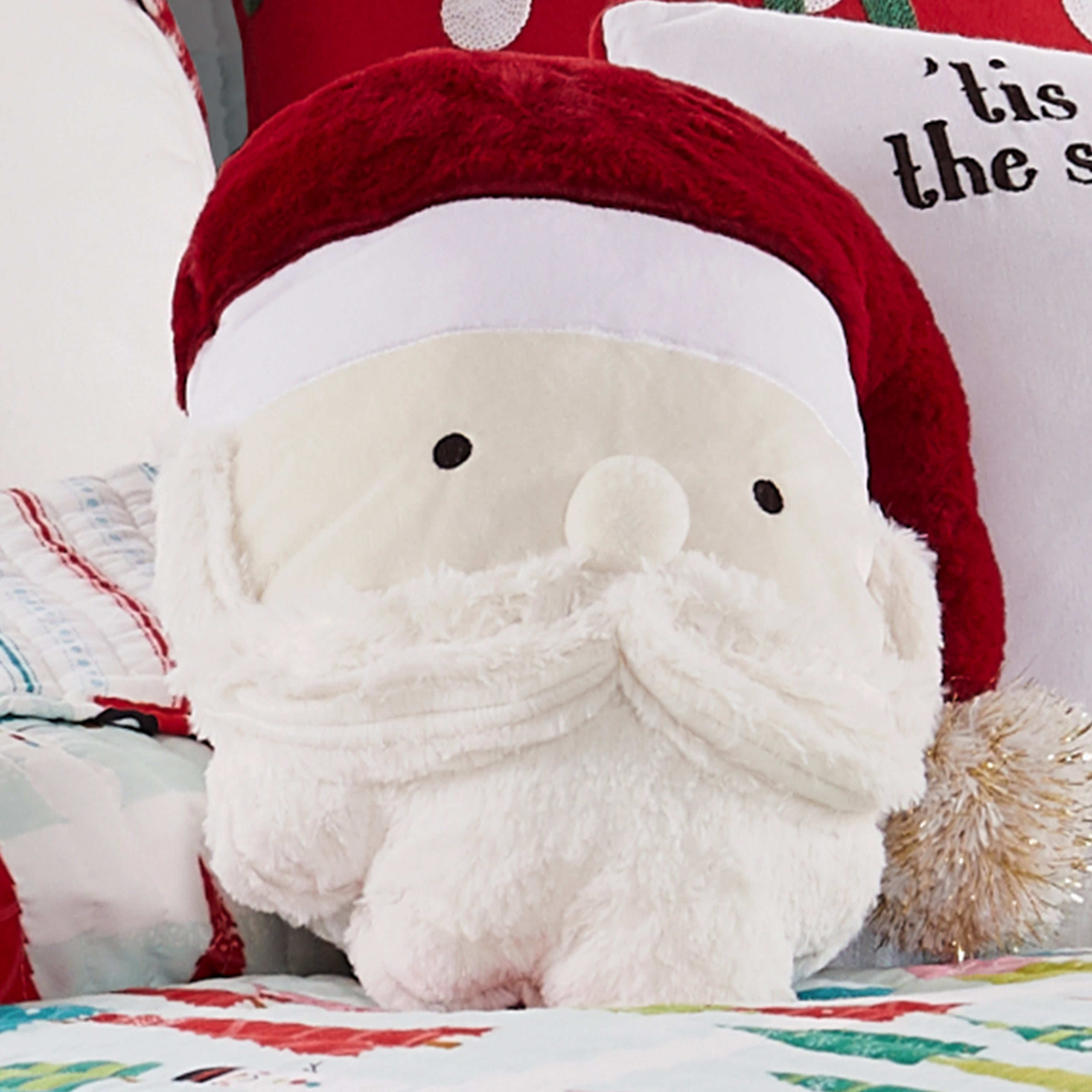 Merry & Bright Holly Jolly Santa Pillow