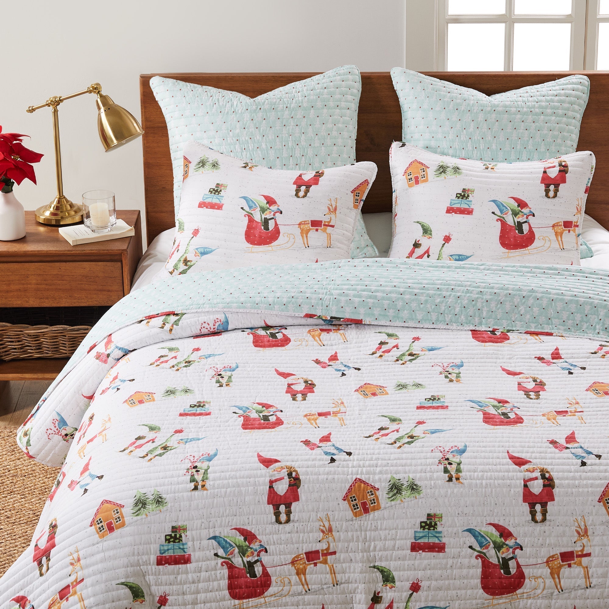 Gnome for the Holidays White Euro Sham - Set of 2