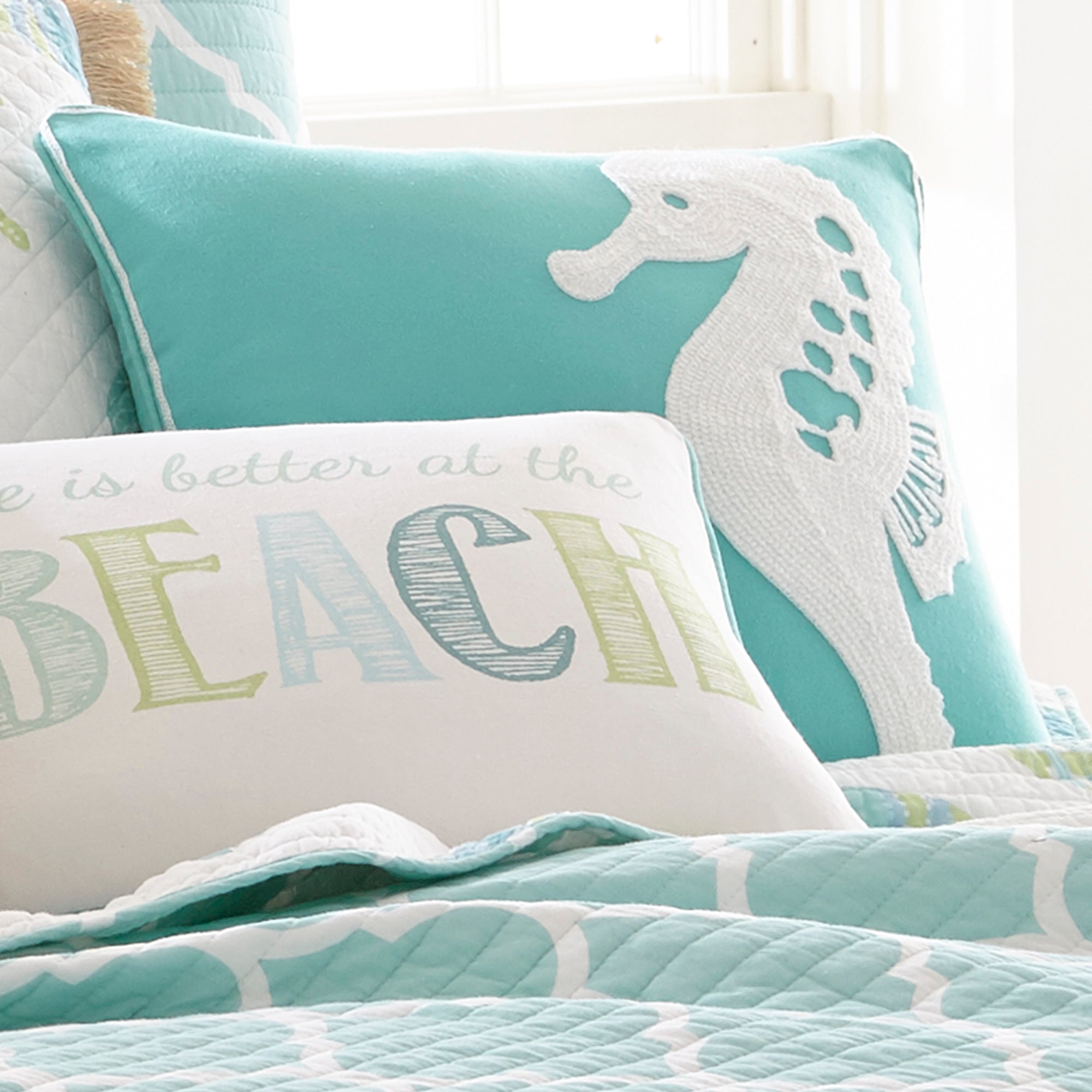 Del Ray Embroidered Seahorse Pillow