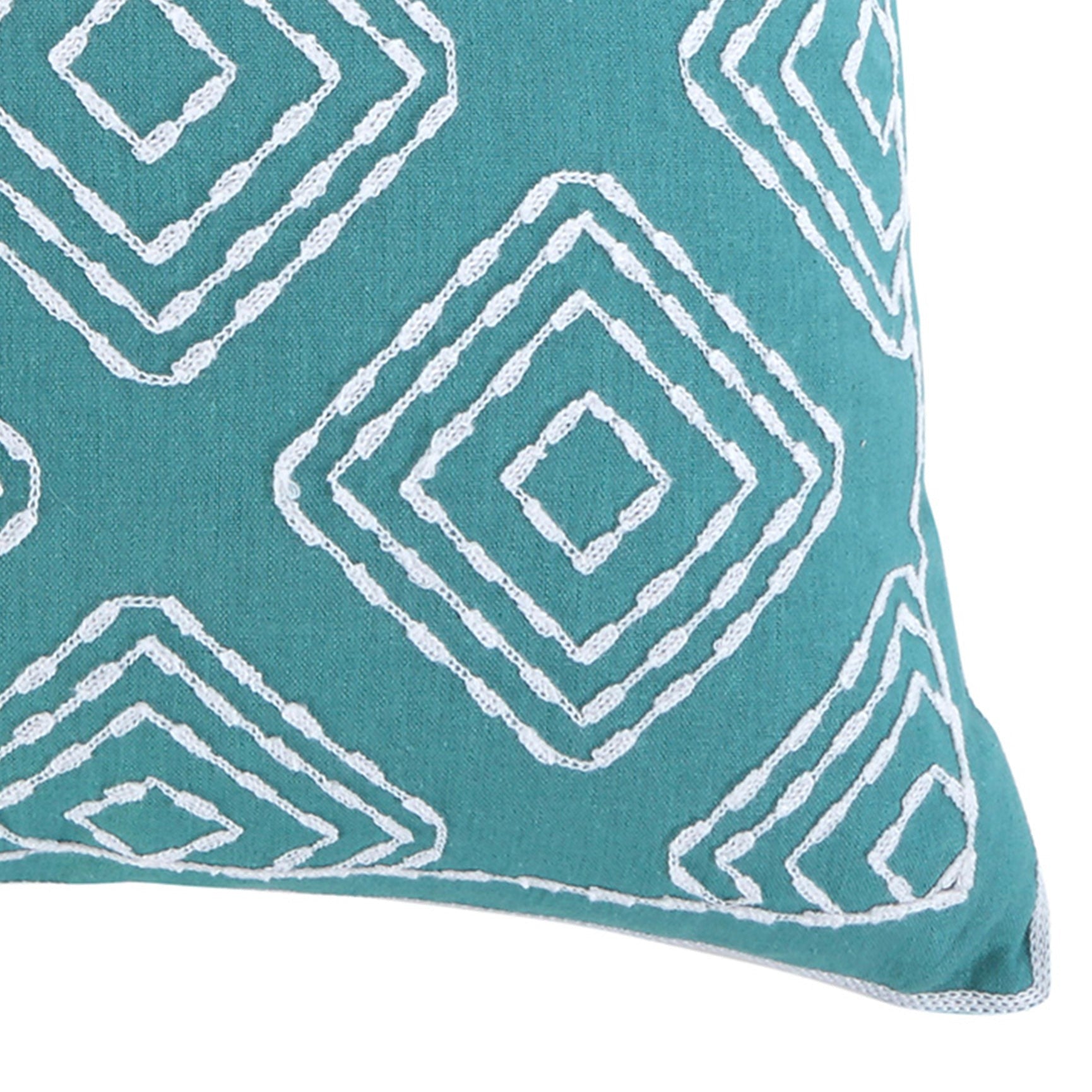 Del Ray Teal Crewel Stitch Pillow