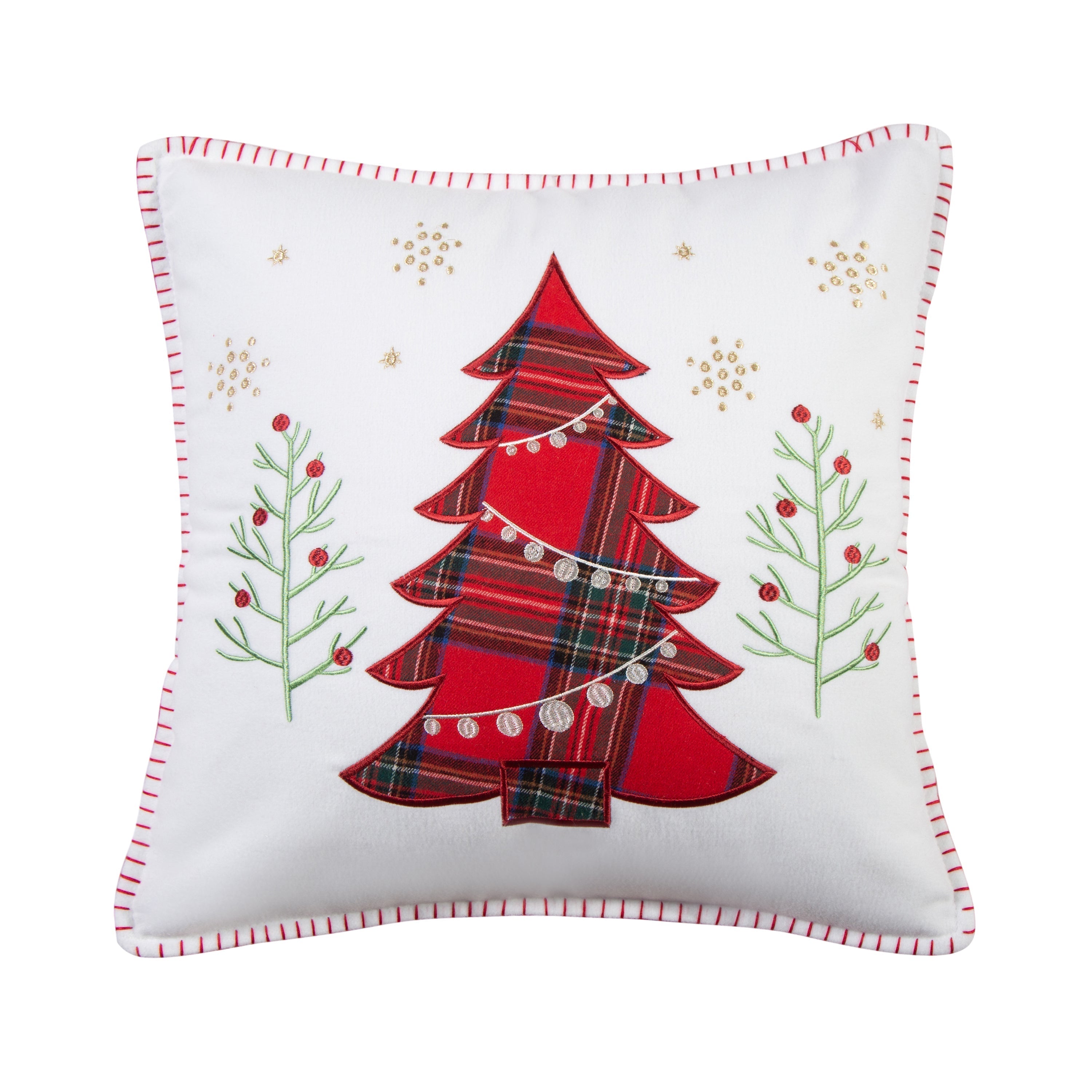 Spencer Plaid Tree Whipstitch Pillow