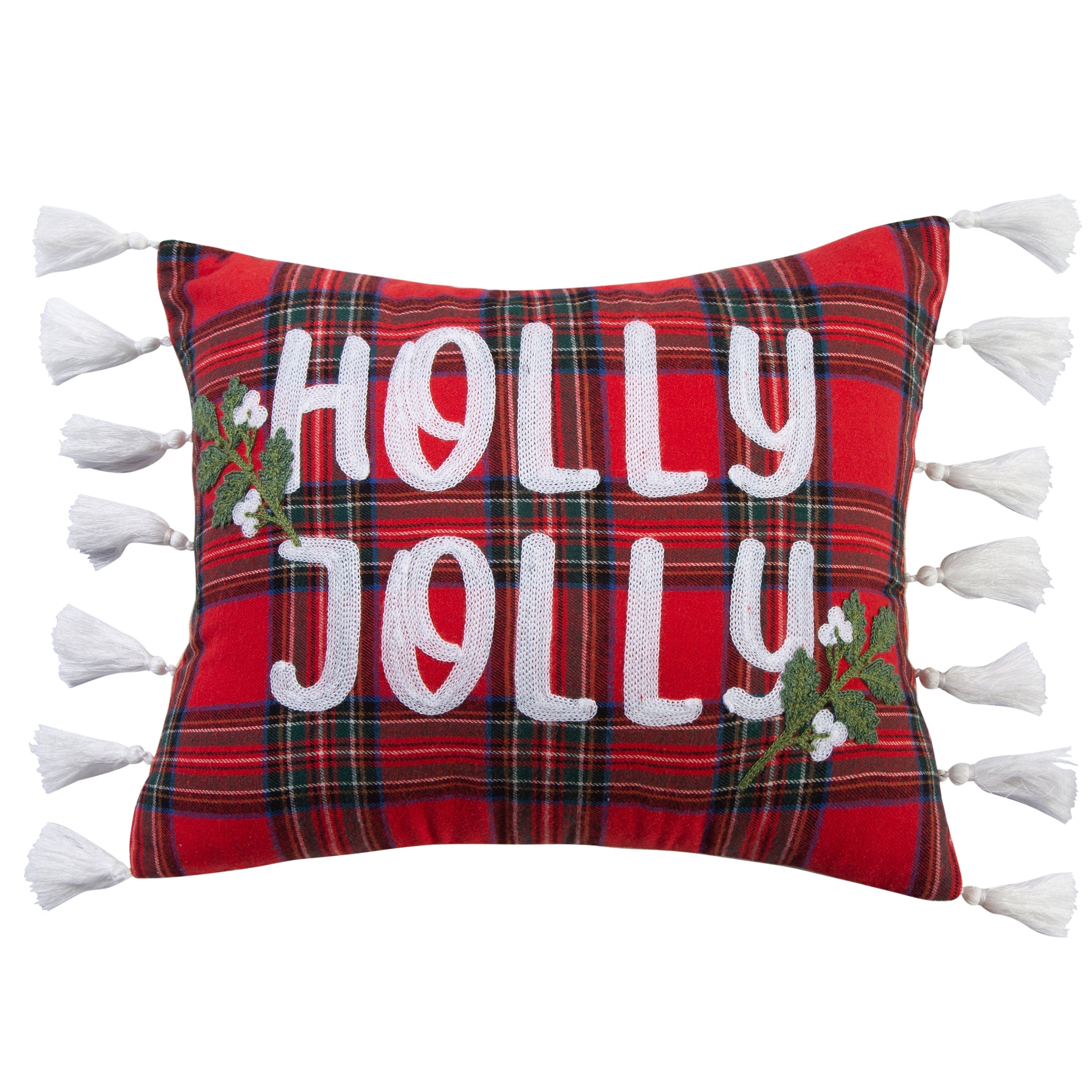 Spencer Plaid Holly Jolly Tassel Pillow